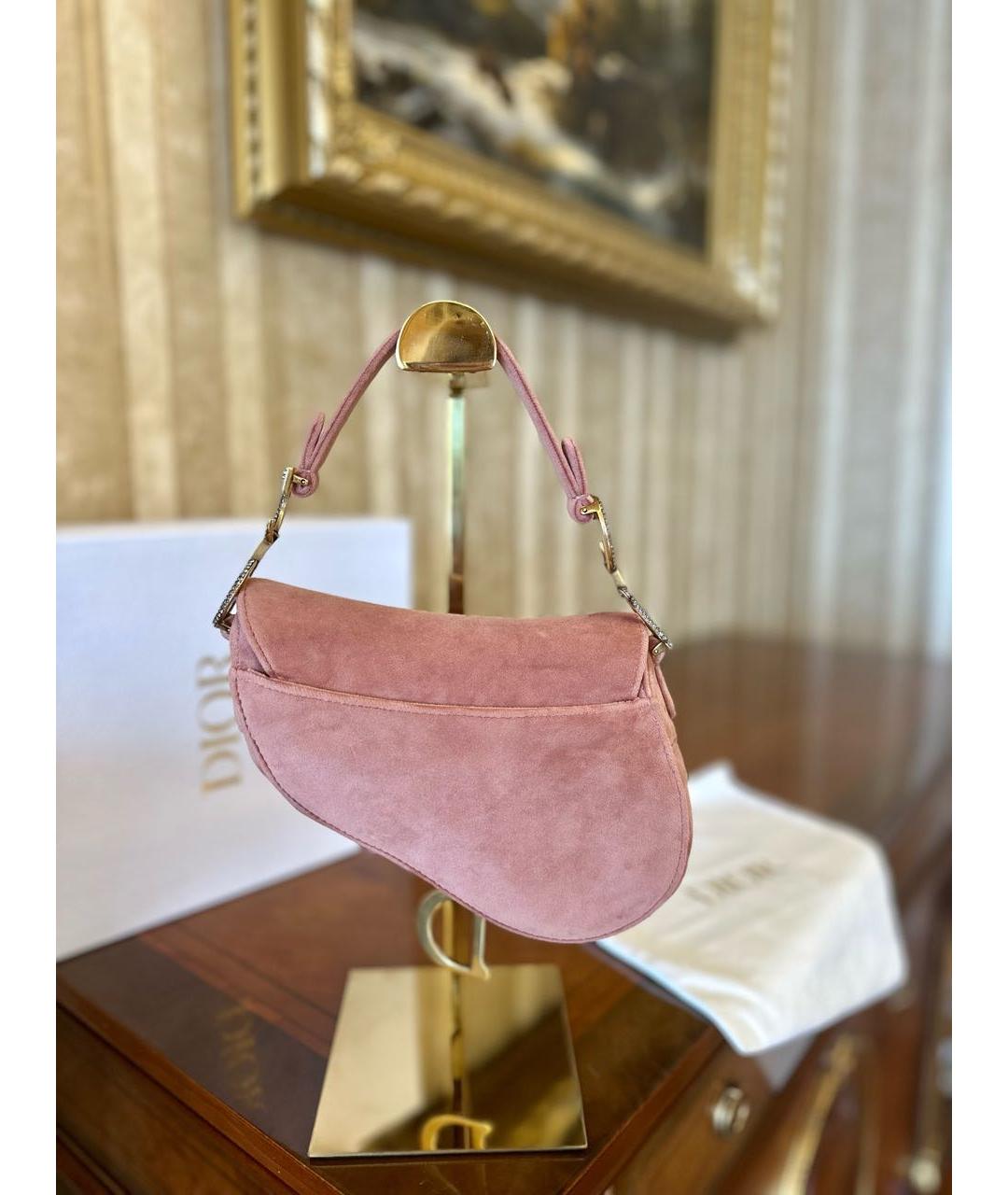 CHRISTIAN DIOR Розовая бархатная сумка с короткими ручками, фото 7