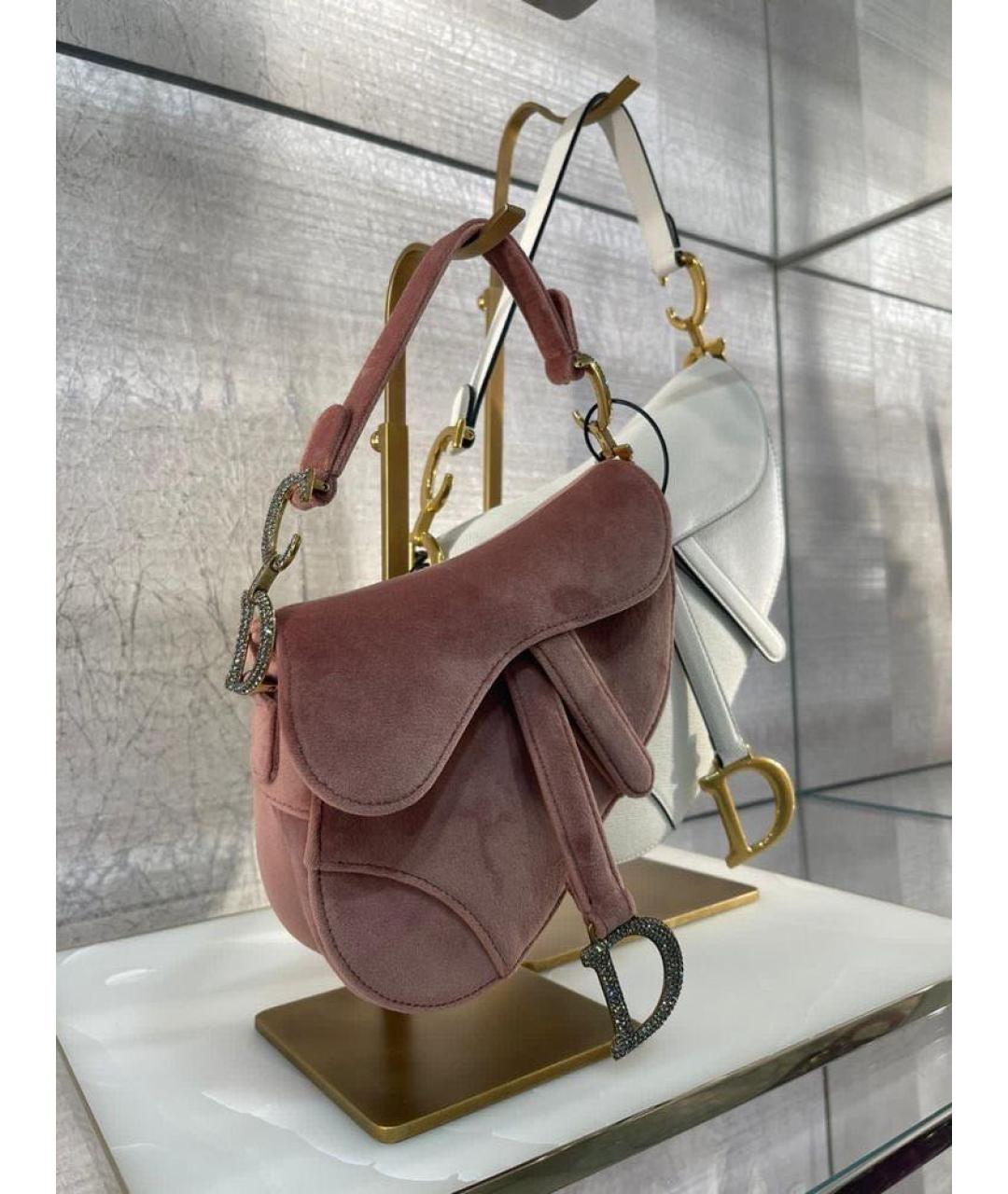 CHRISTIAN DIOR Розовая бархатная сумка с короткими ручками, фото 2