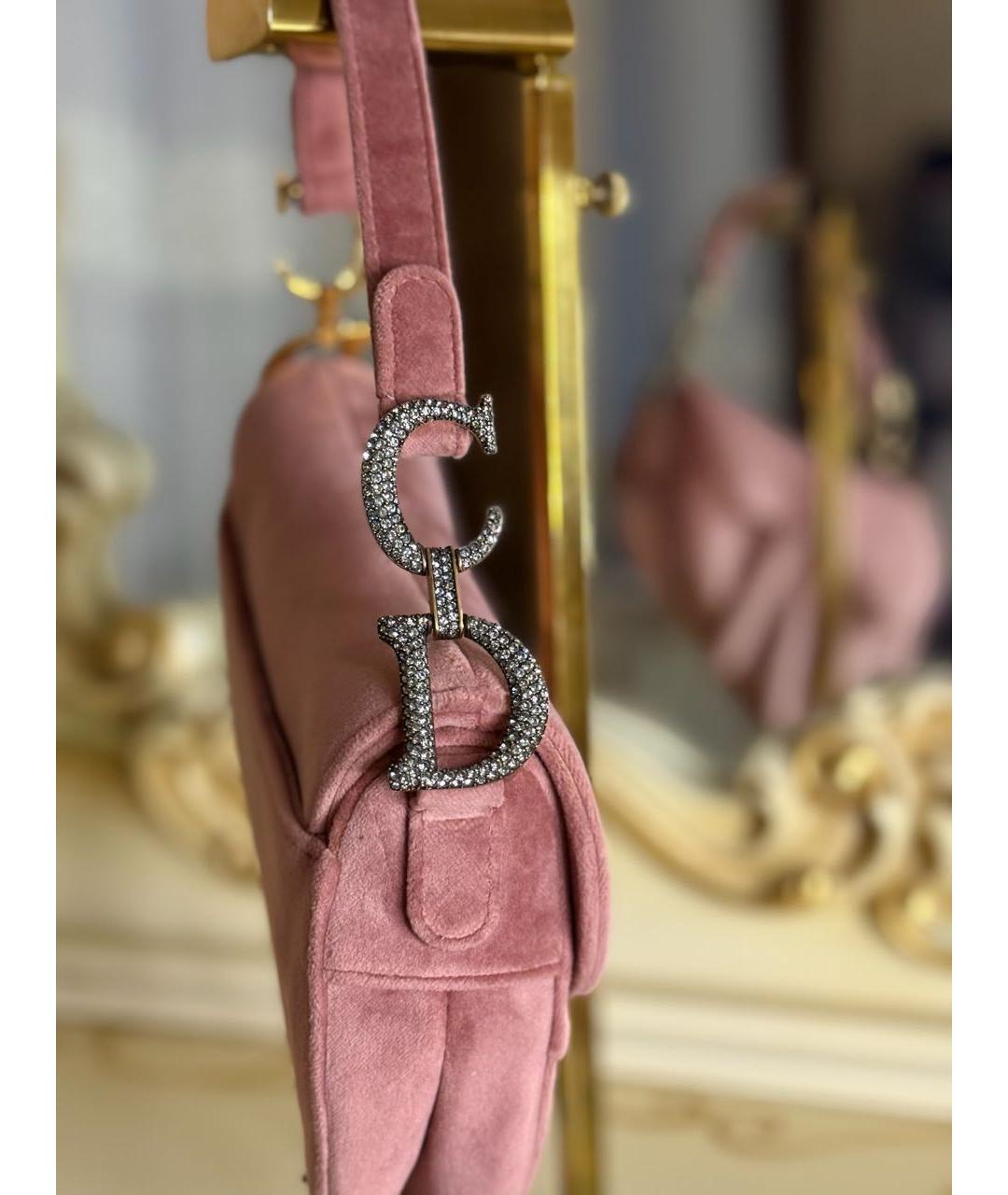 CHRISTIAN DIOR Розовая бархатная сумка с короткими ручками, фото 5