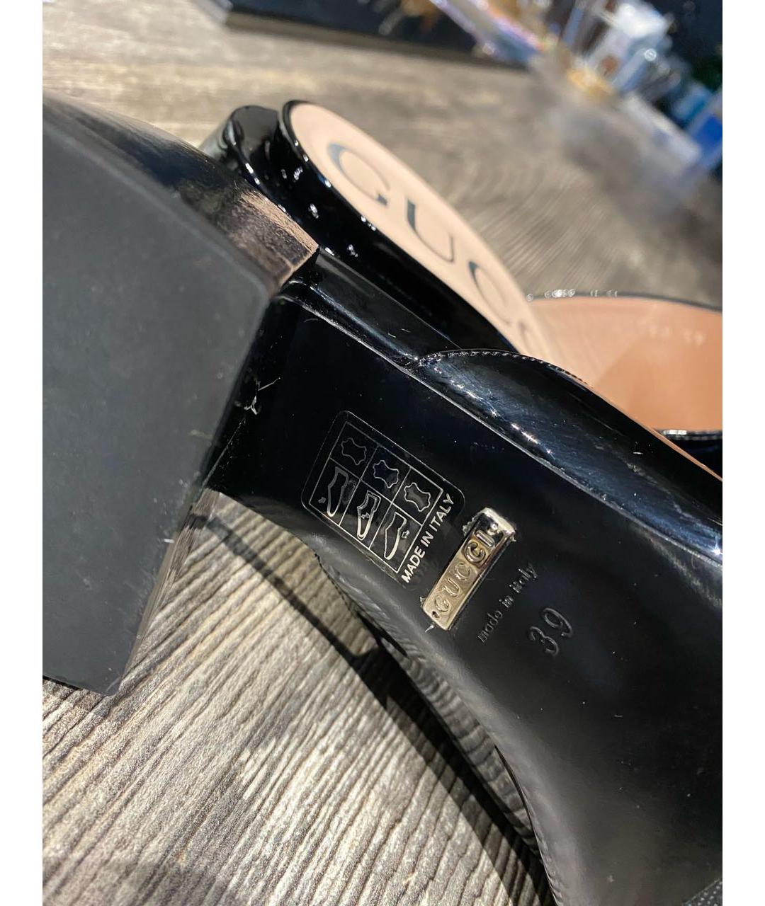 GUCCI Черные мюли из лакированной кожи, фото 7