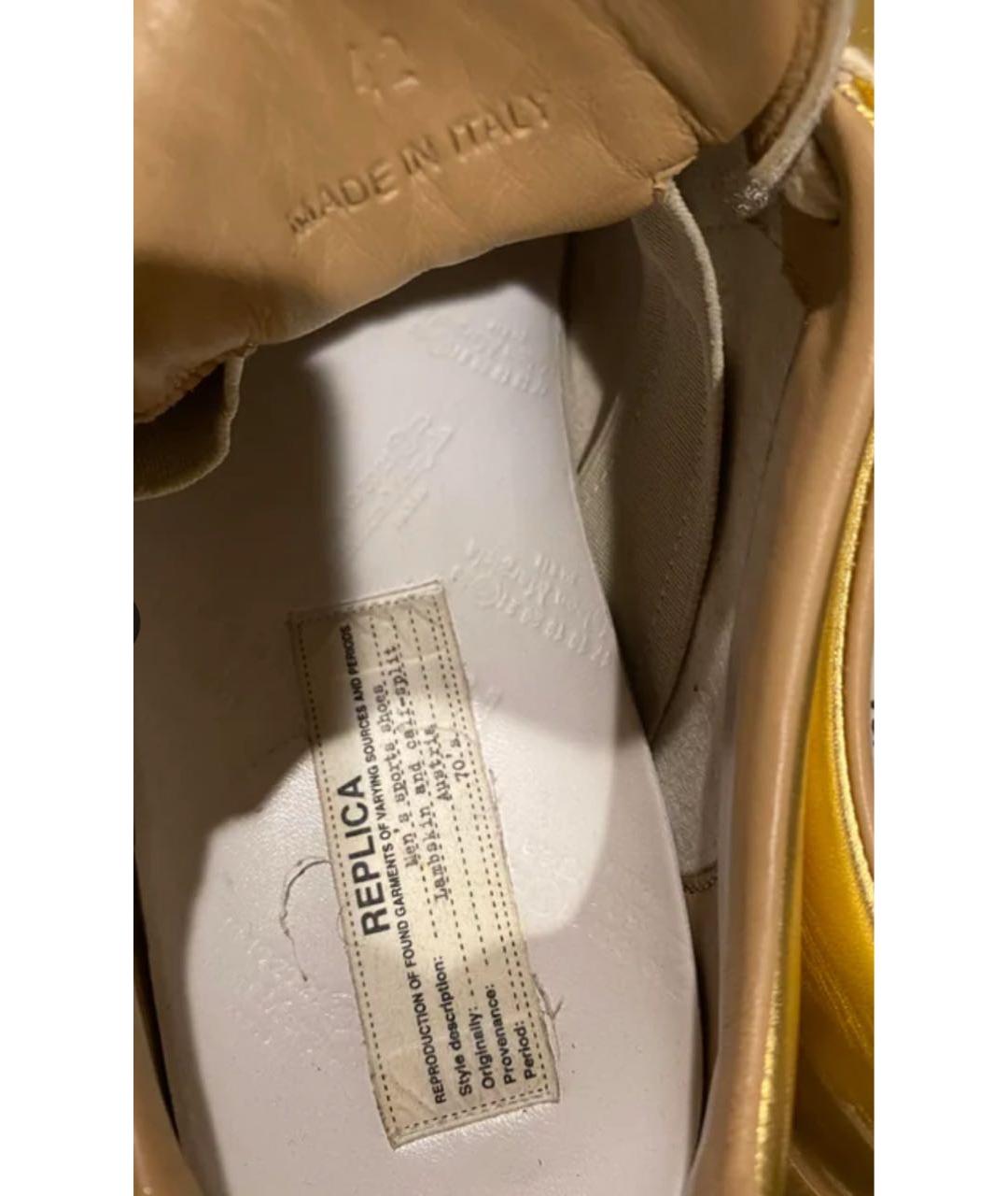 MAISON MARGIELA Золотые кожаные низкие кроссовки / кеды, фото 3