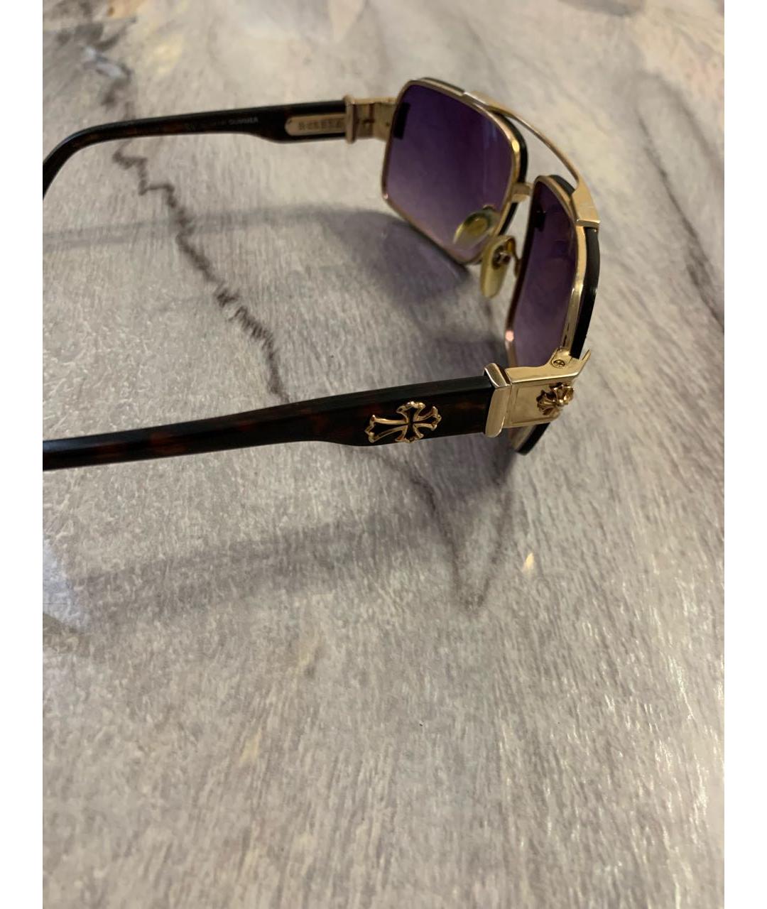 CHROME HEARTS Золотые металлические солнцезащитные очки, фото 3