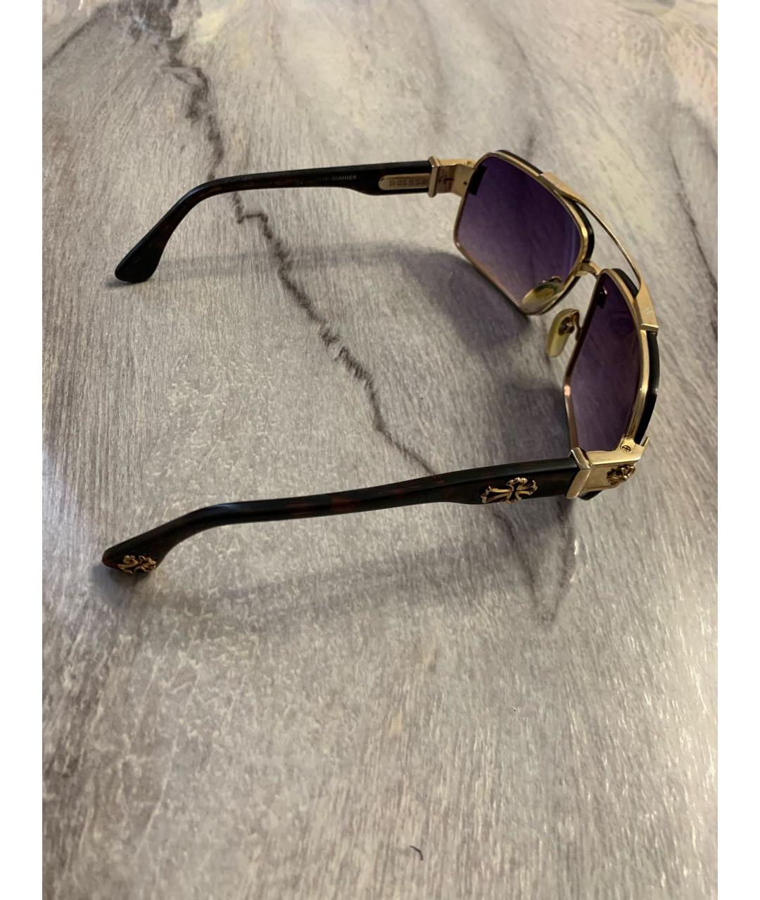 CHROME HEARTS Золотые металлические солнцезащитные очки, фото 2