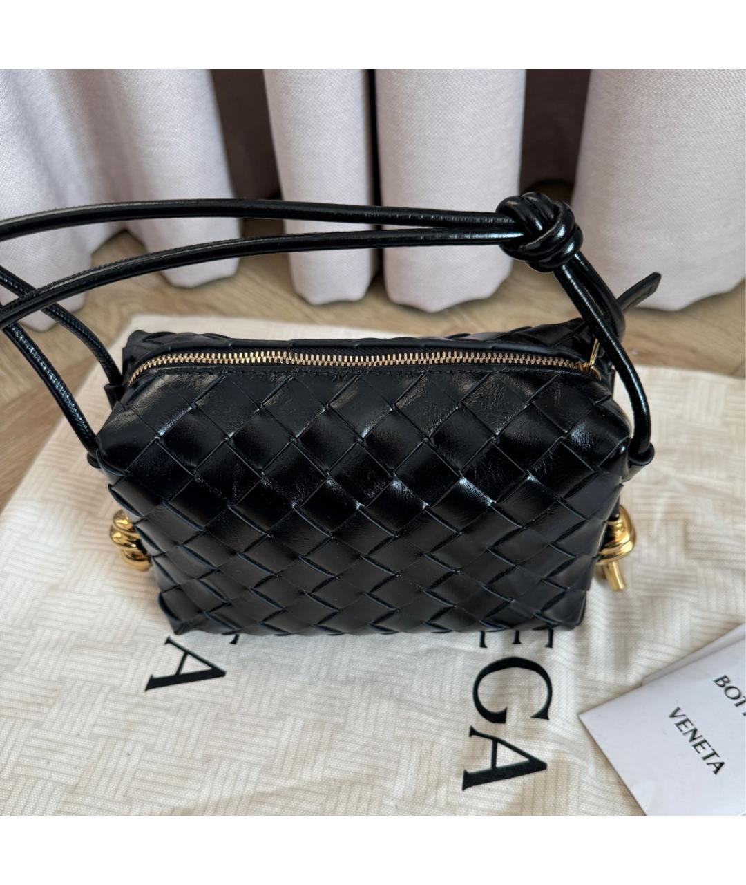 BOTTEGA VENETA Черная кожаная сумка через плечо, фото 2
