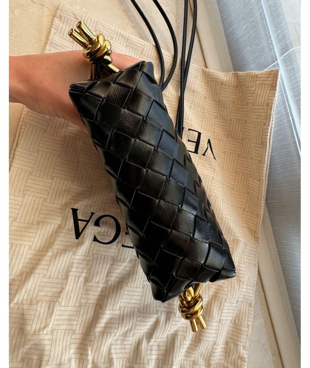 BOTTEGA VENETA Черная кожаная сумка через плечо, фото 4