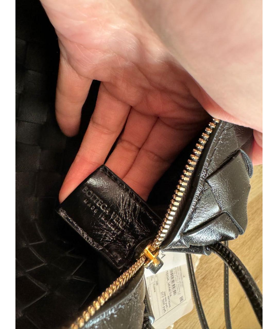 BOTTEGA VENETA Черная кожаная сумка через плечо, фото 5