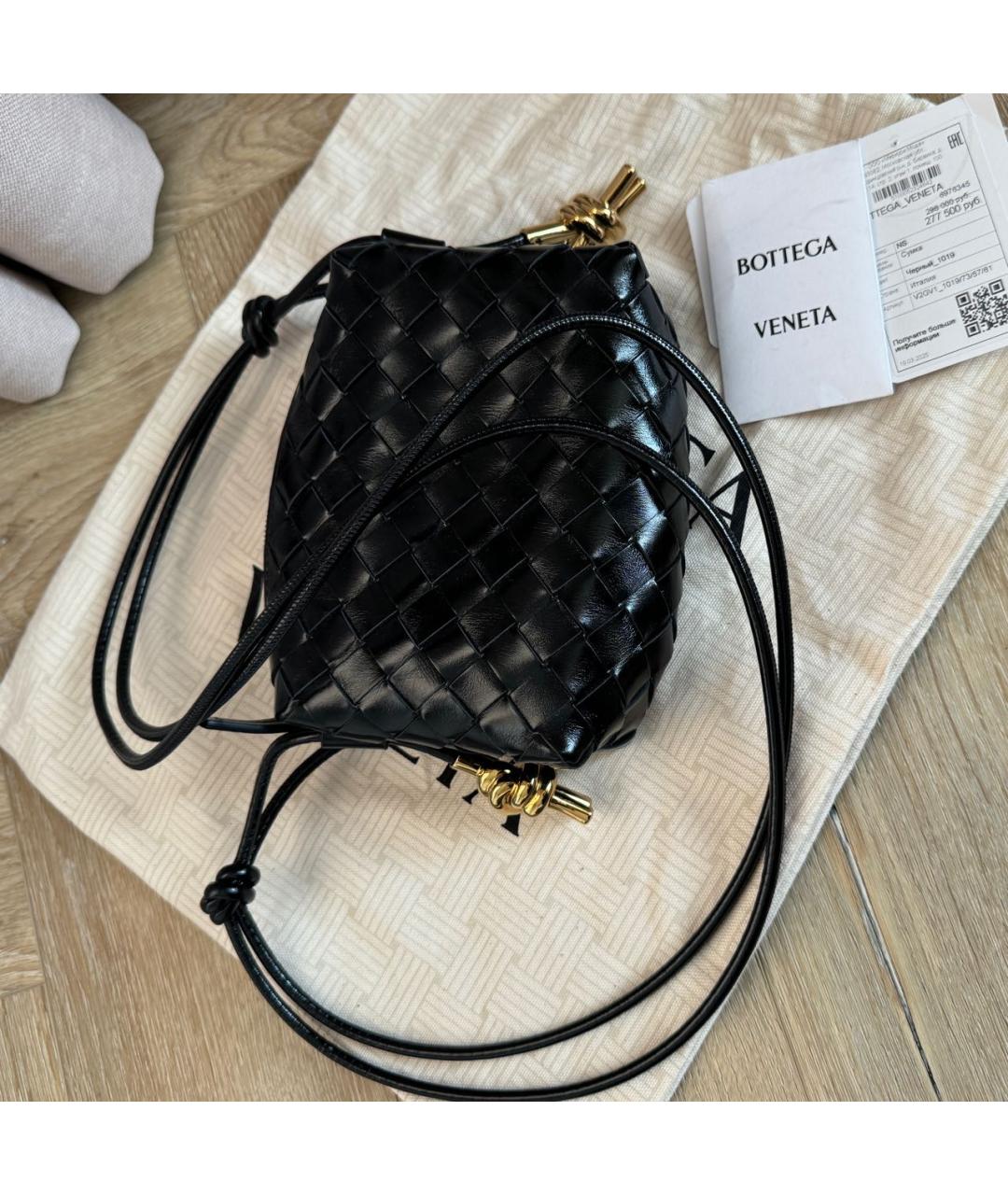 BOTTEGA VENETA Черная кожаная сумка через плечо, фото 3