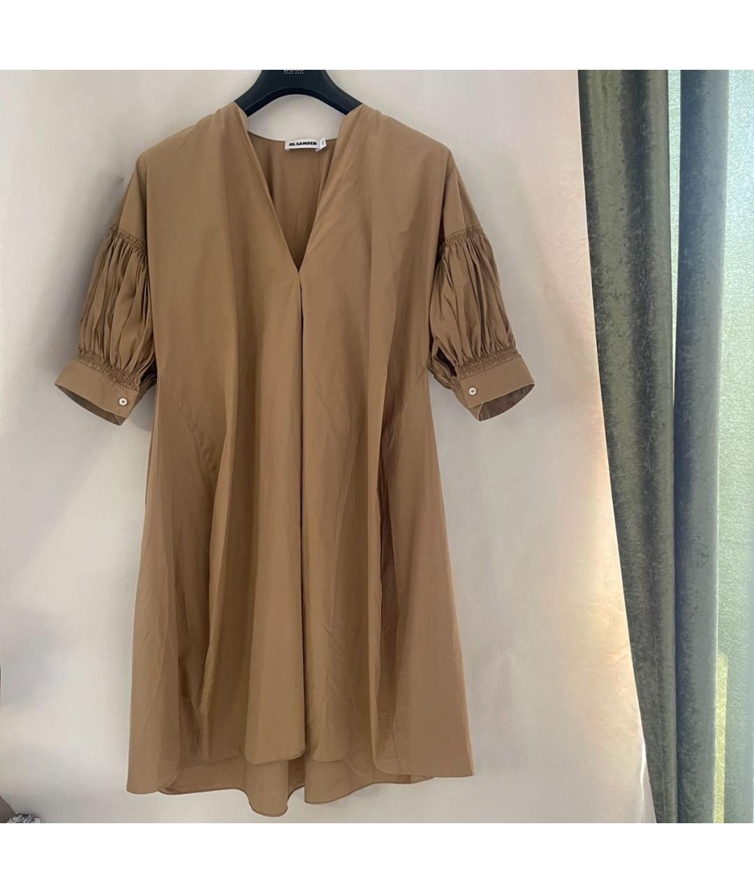 JIL SANDER Горчичное хлопковое повседневное платье, фото 2