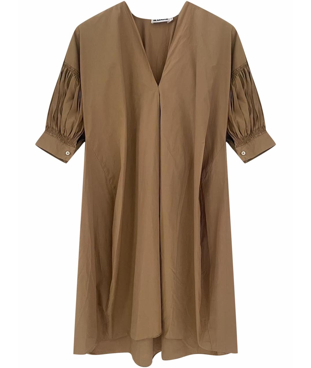 JIL SANDER Горчичное хлопковое повседневное платье, фото 1