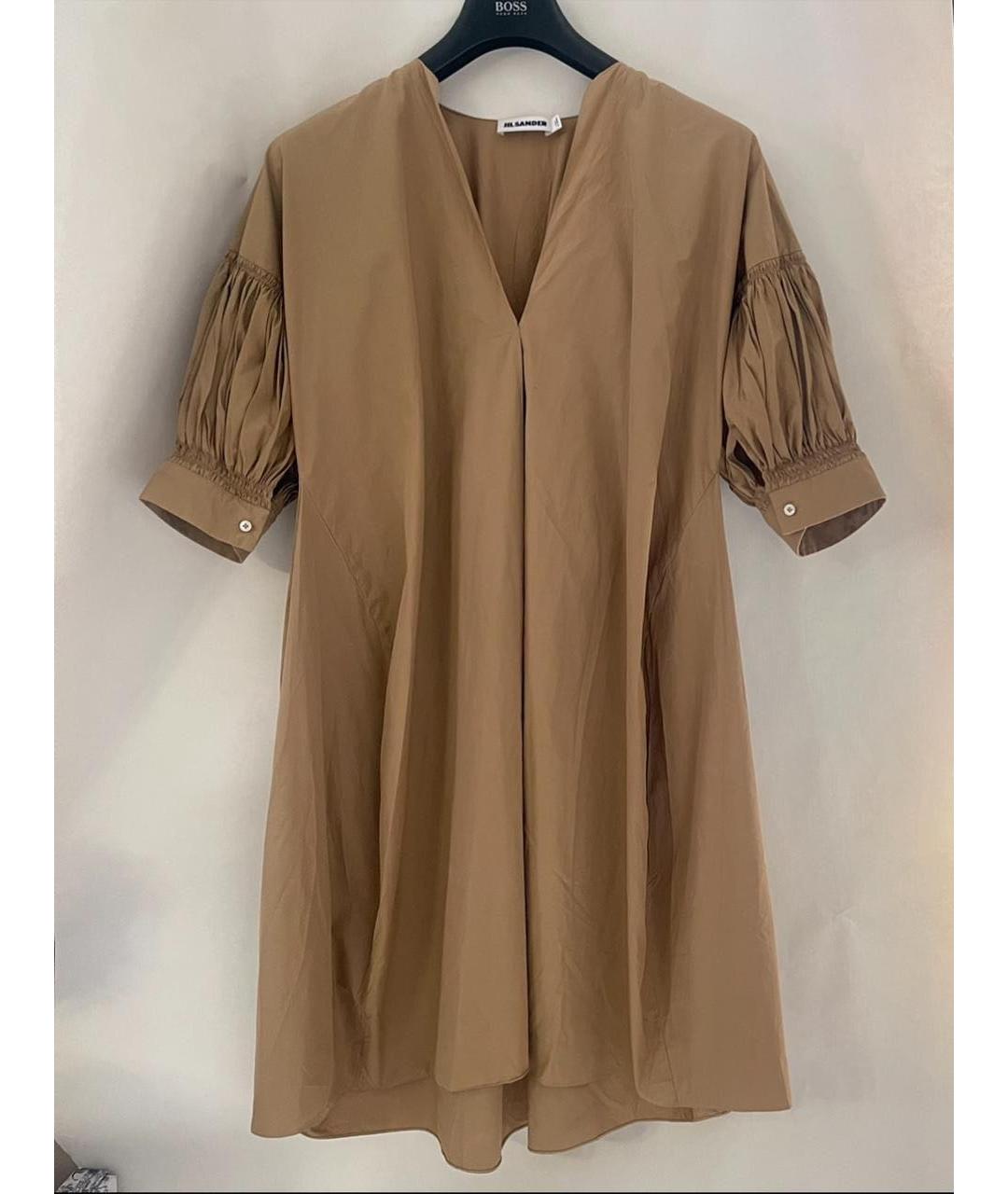 JIL SANDER Горчичное хлопковое повседневное платье, фото 6