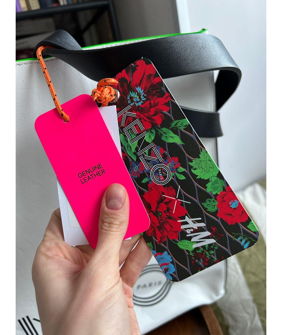 KENZO Белая кожаная сумка тоут, фото 4