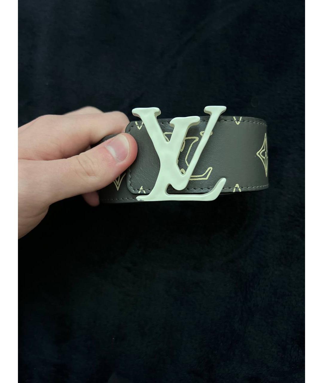 LOUIS VUITTON Серый кожаный ремень, фото 10