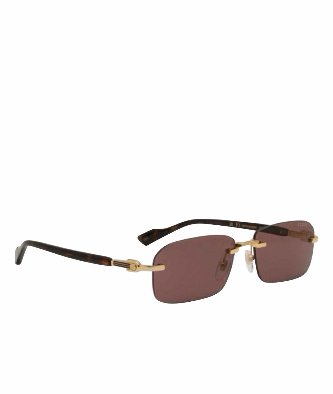 GUCCI Коричневые металлические солнцезащитные очки, фото 1