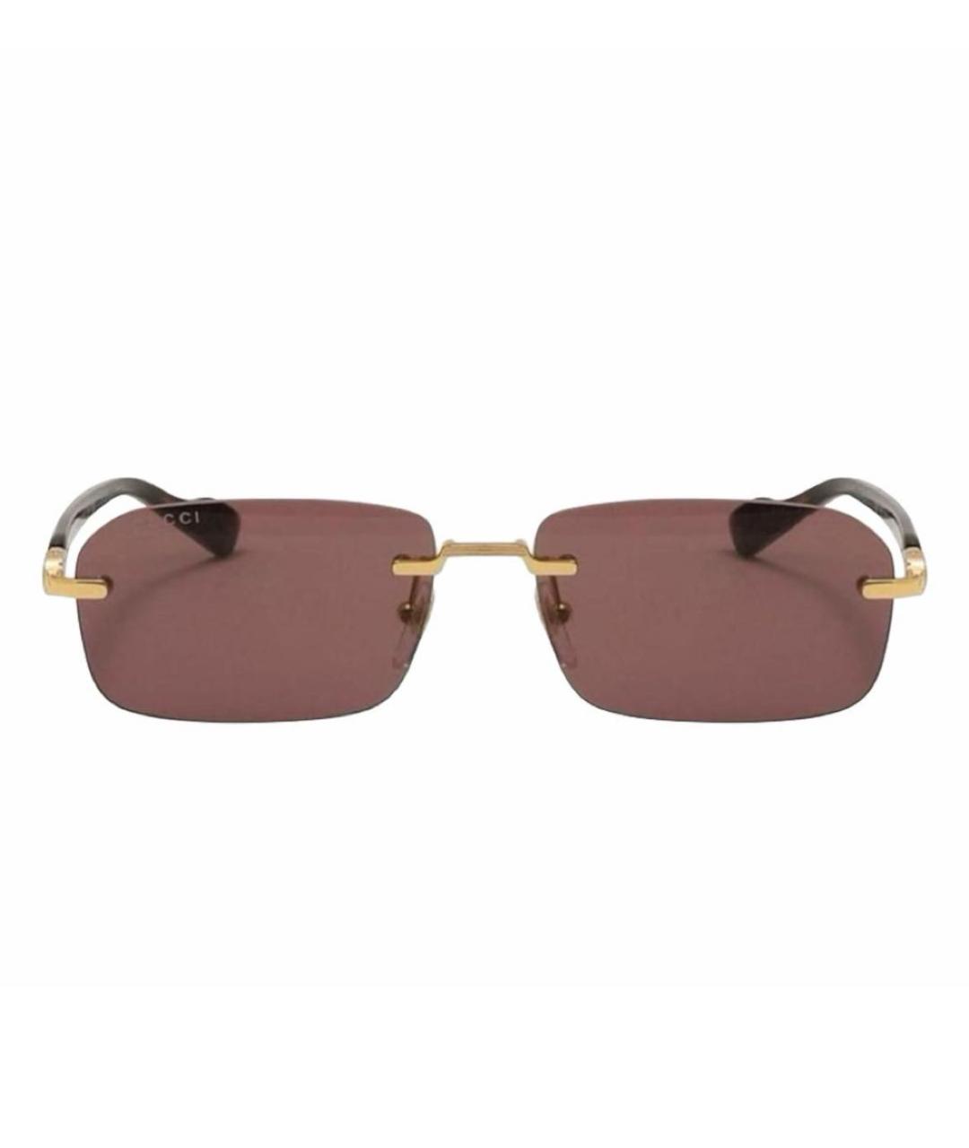 GUCCI Коричневые металлические солнцезащитные очки, фото 2