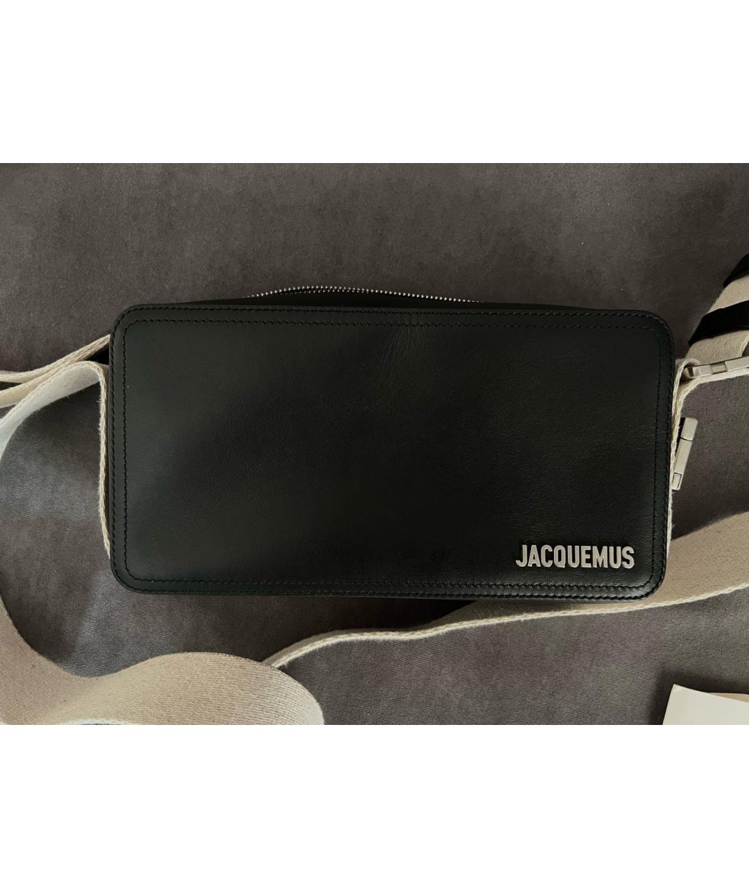 JACQUEMUS Черная кожаная сумка на плечо, фото 7