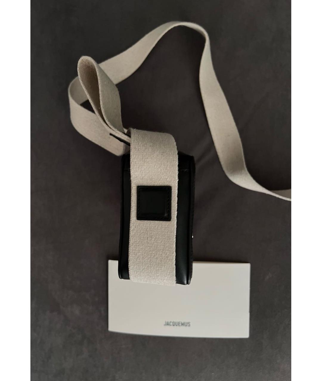 JACQUEMUS Черная кожаная сумка на плечо, фото 5