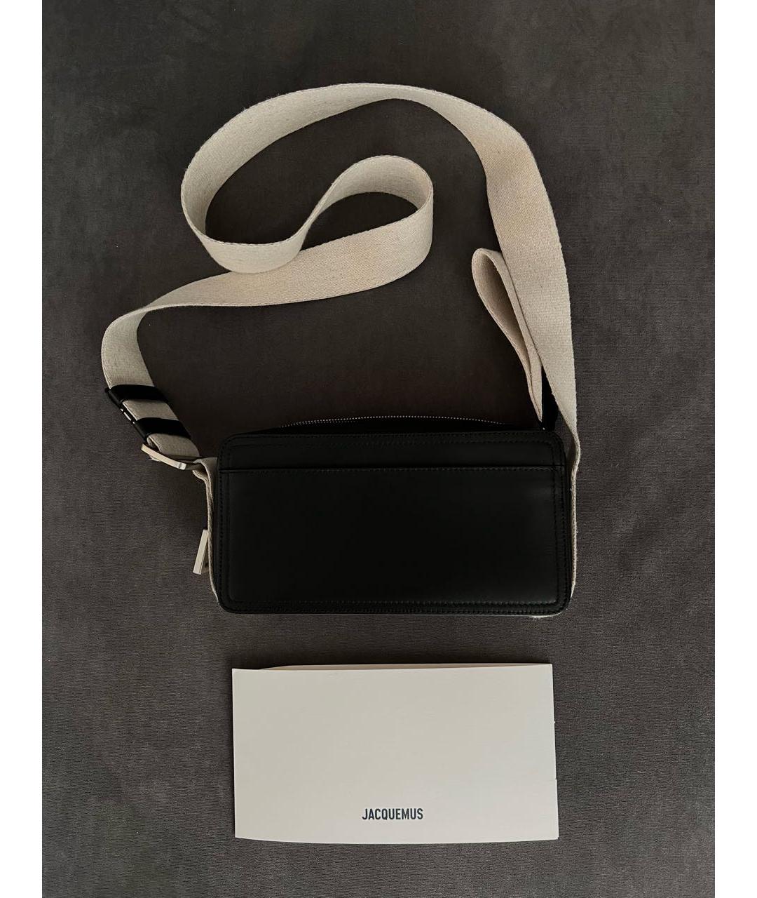 JACQUEMUS Черная кожаная сумка на плечо, фото 3