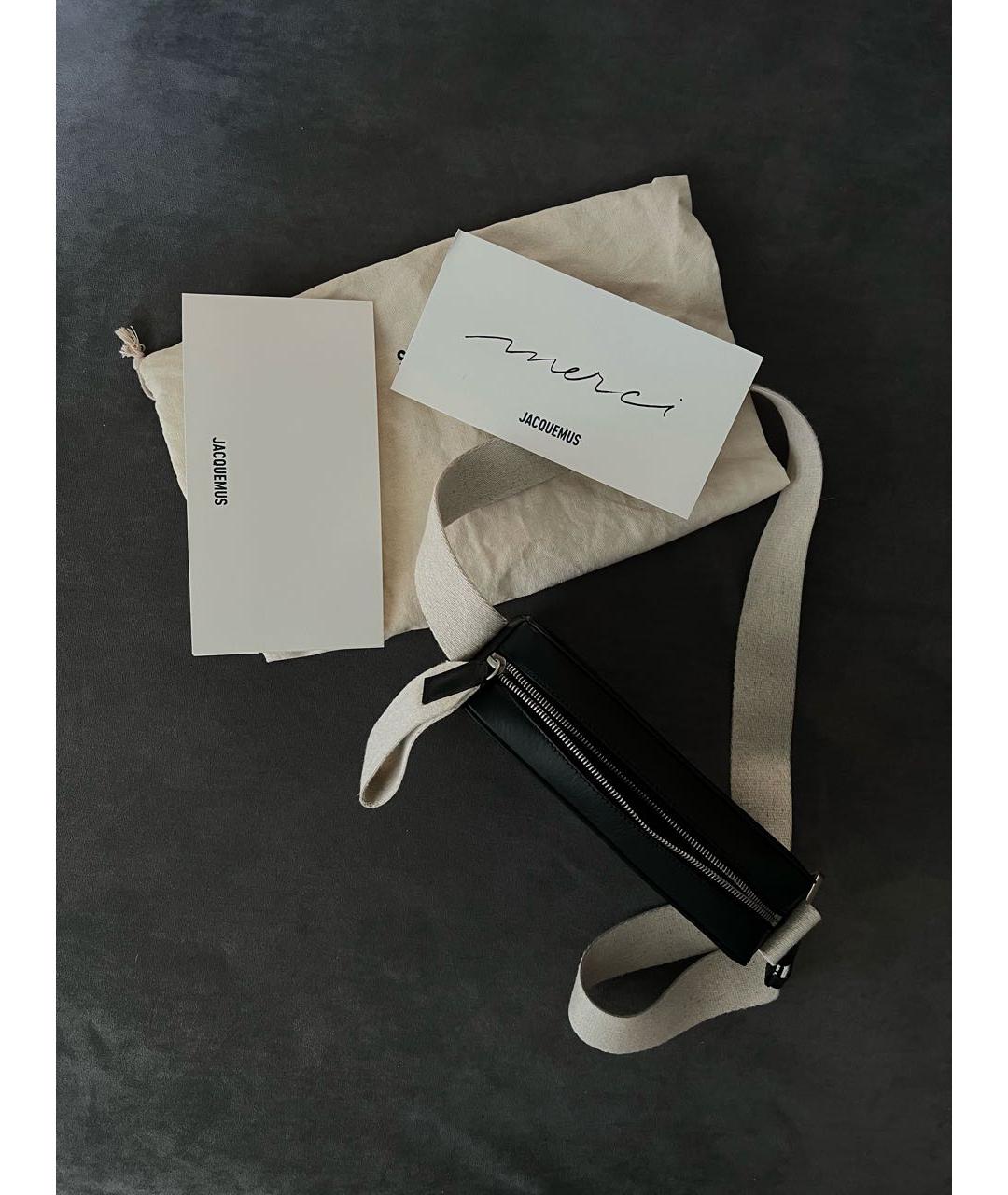 JACQUEMUS Черная кожаная сумка на плечо, фото 4