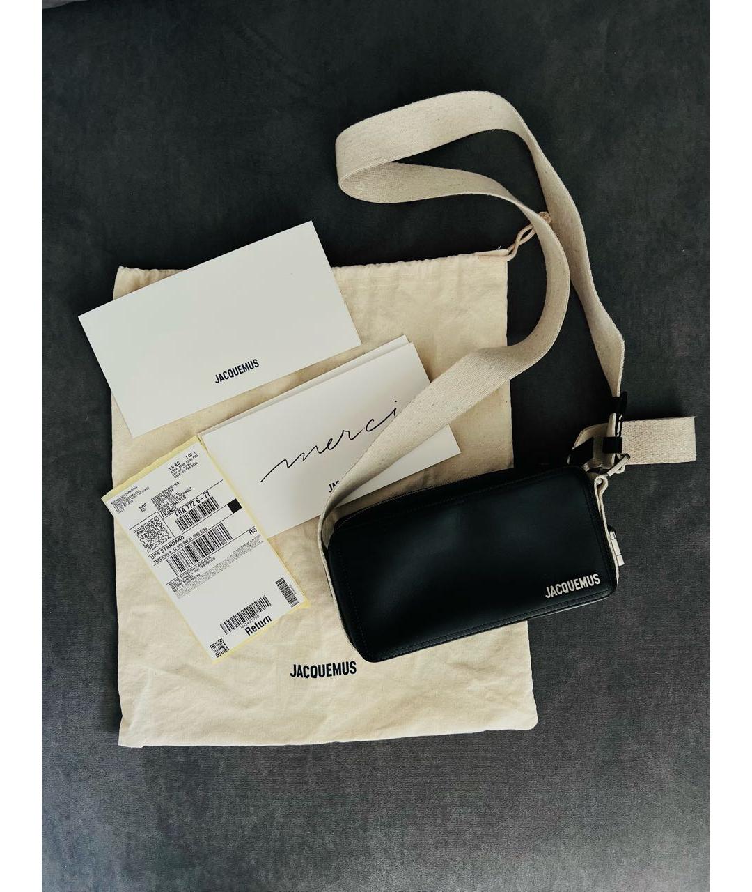 JACQUEMUS Черная кожаная сумка на плечо, фото 2