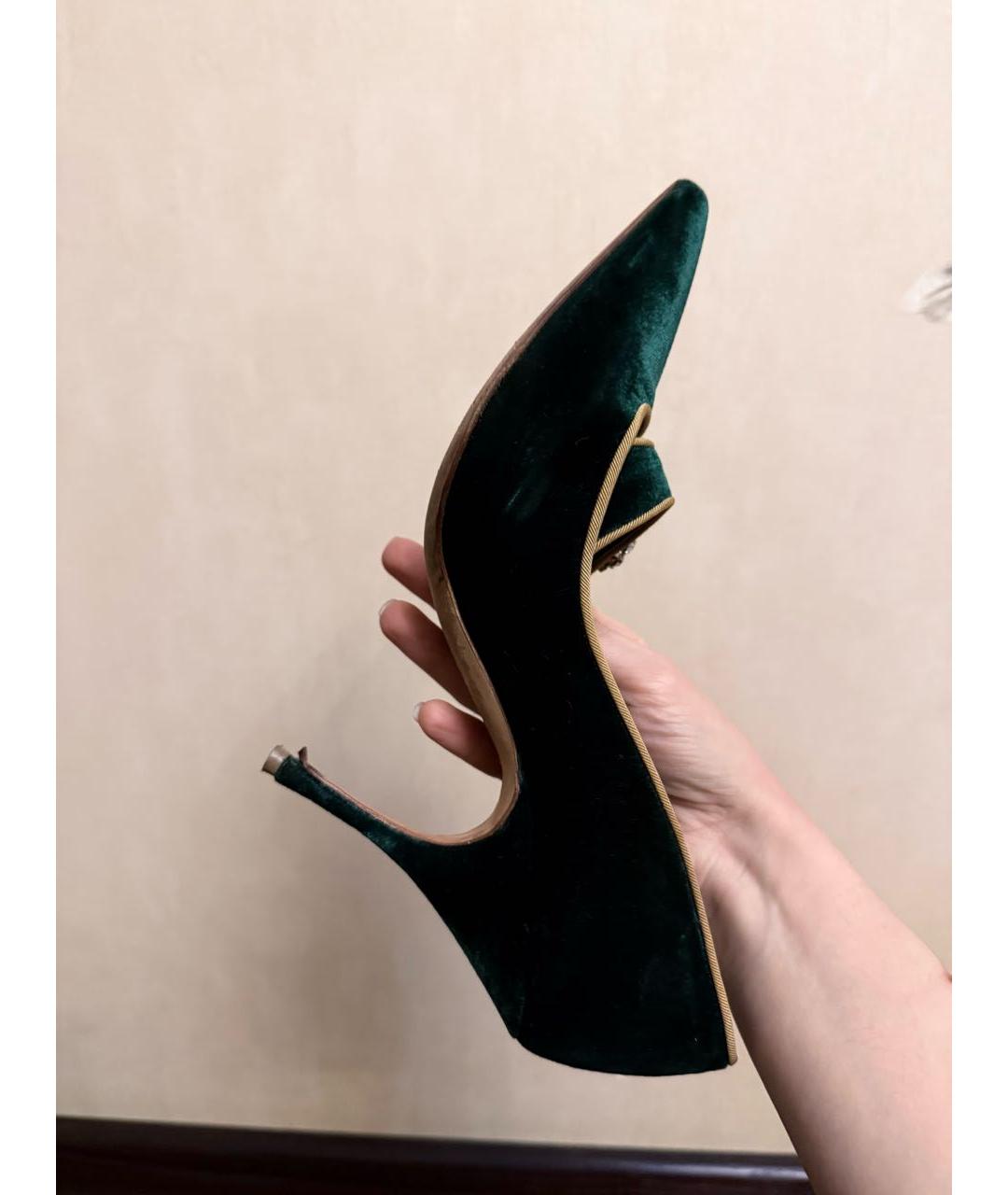 MANOLO BLAHNIK Зеленые бархатные туфли, фото 6