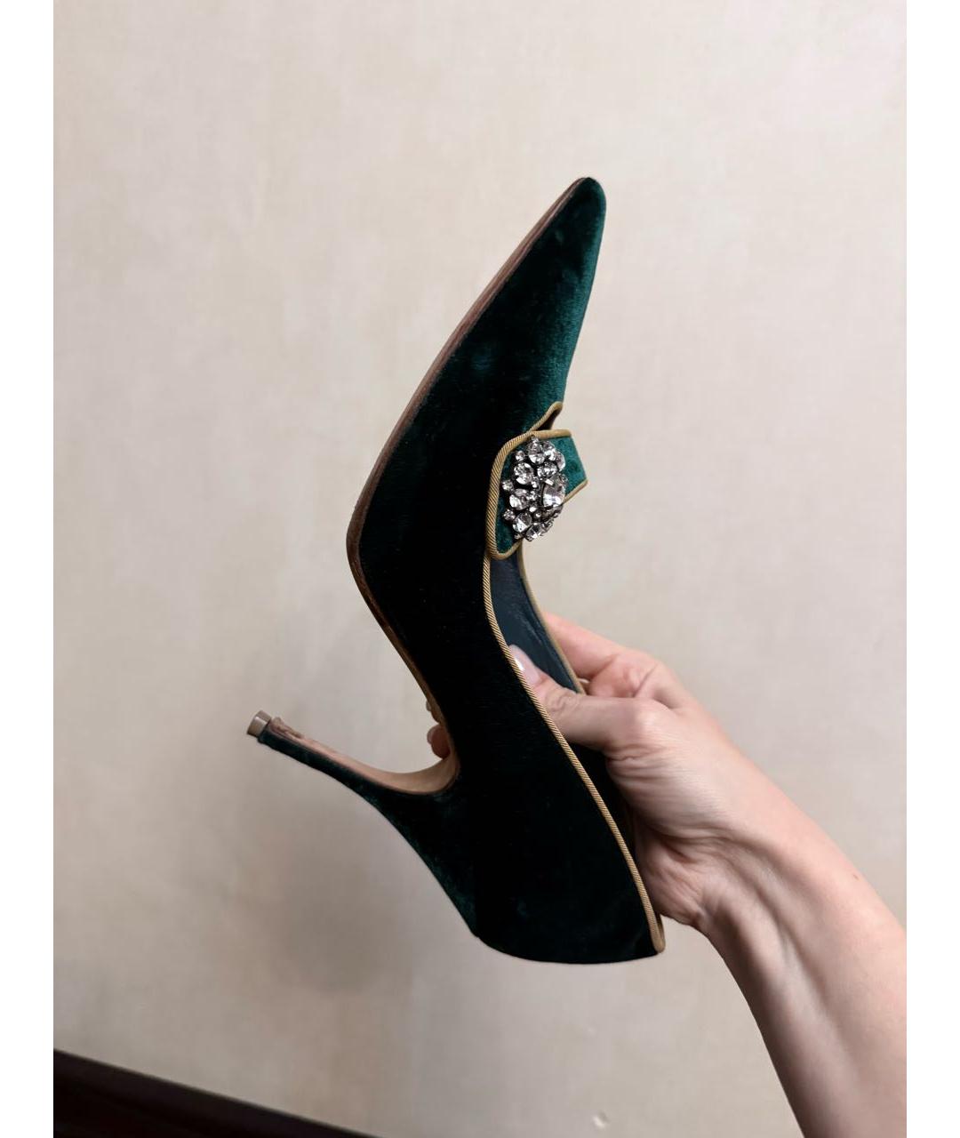 MANOLO BLAHNIK Зеленые бархатные туфли, фото 9