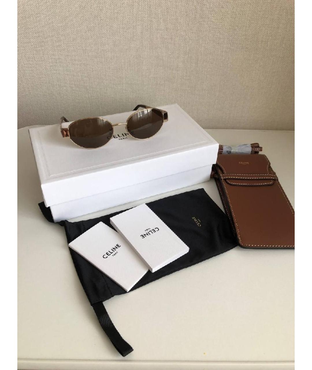 CELINE Золотые металлические солнцезащитные очки, фото 3