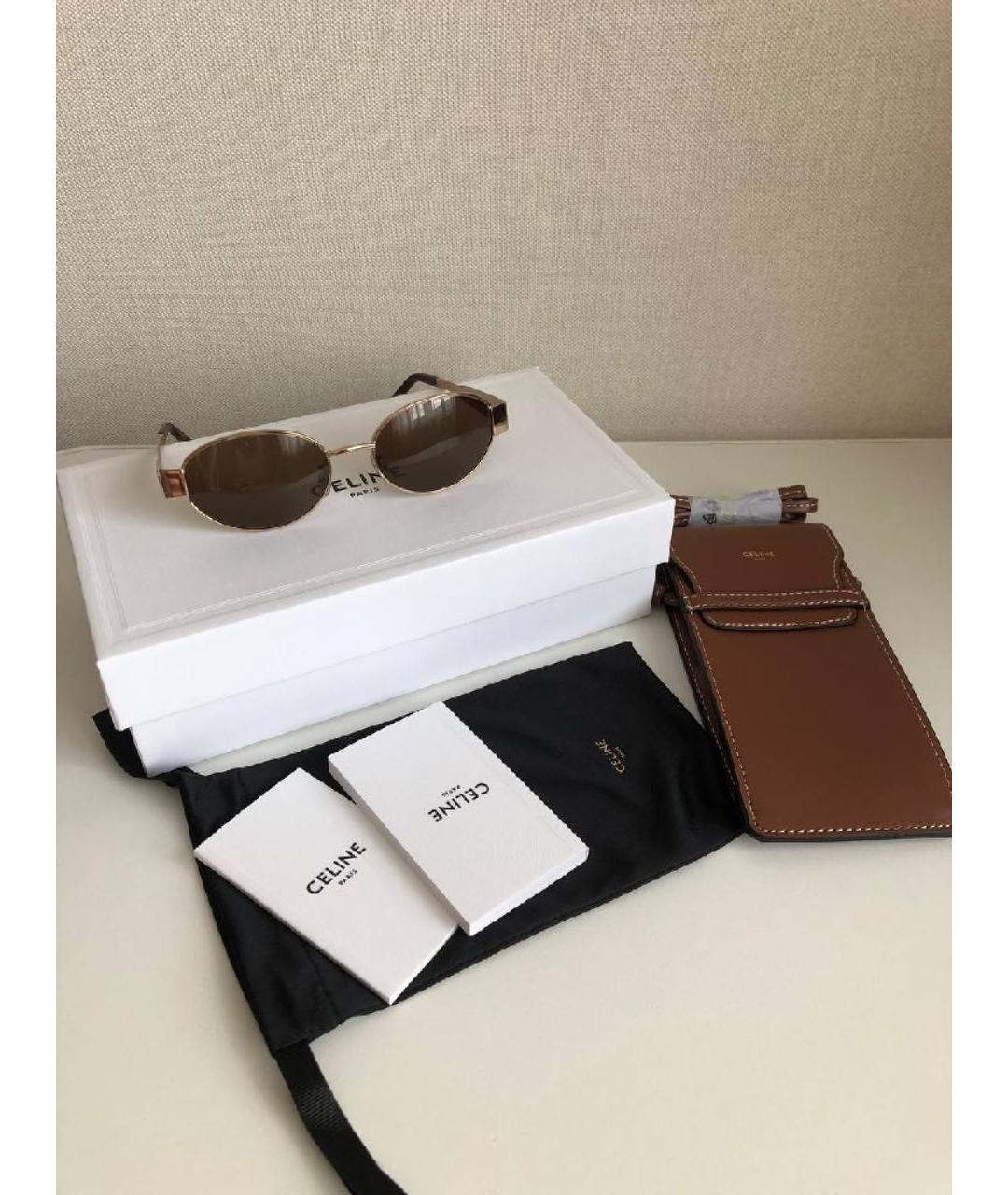 CELINE Золотые металлические солнцезащитные очки, фото 2