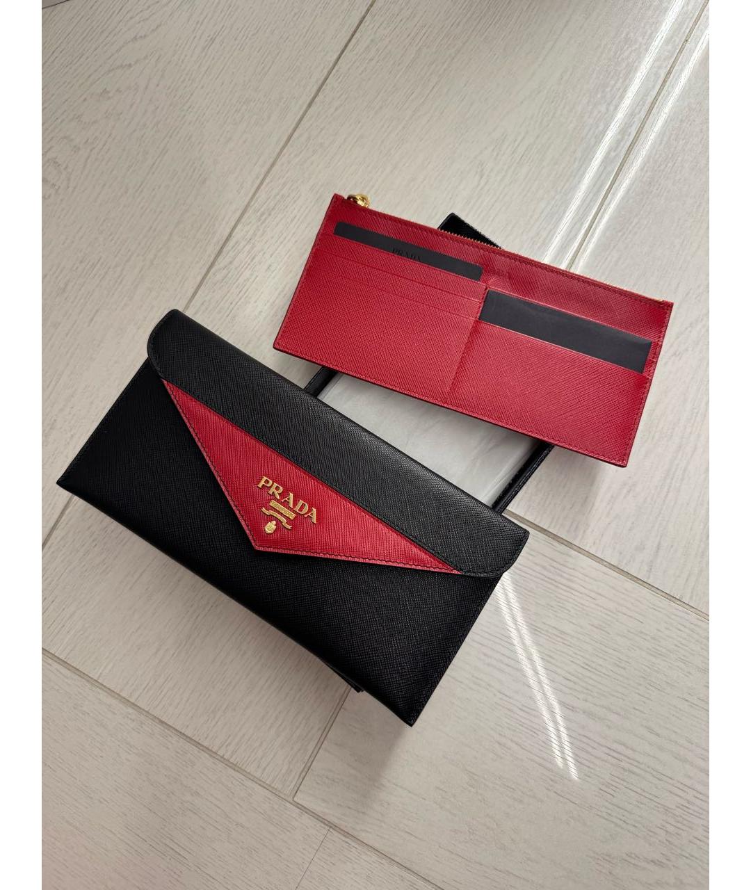 PRADA Черный кожаный кошелек, фото 2