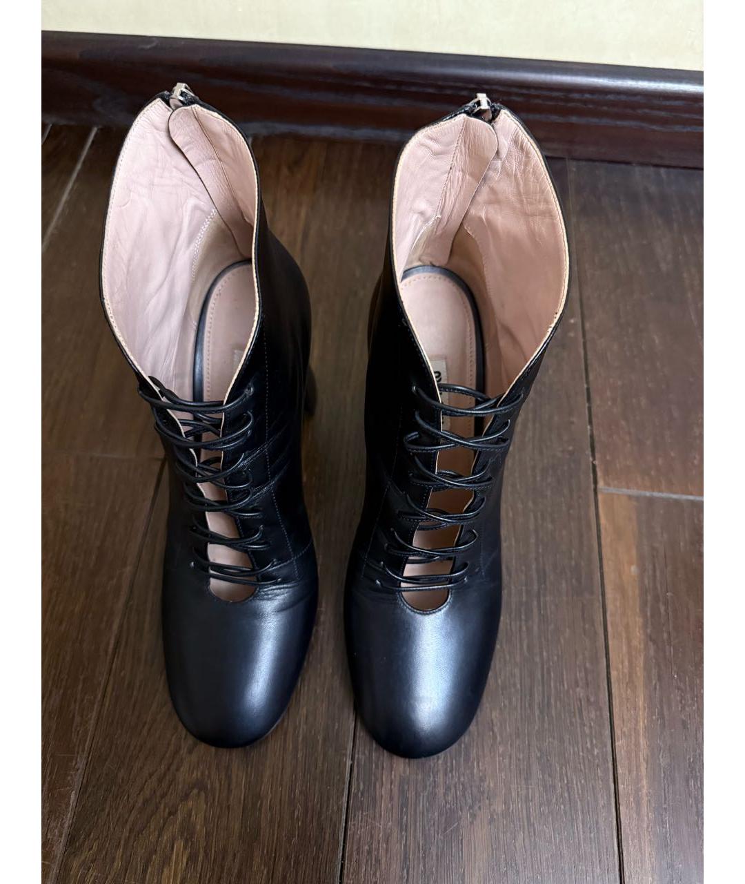 MIU MIU Черные кожаные ботильоны, фото 3