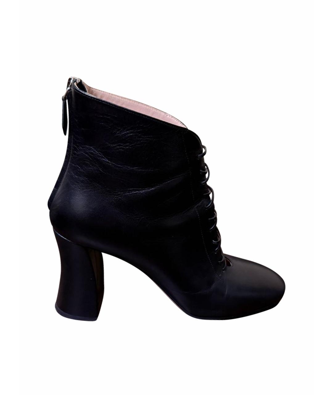 MIU MIU Черные кожаные ботильоны, фото 1
