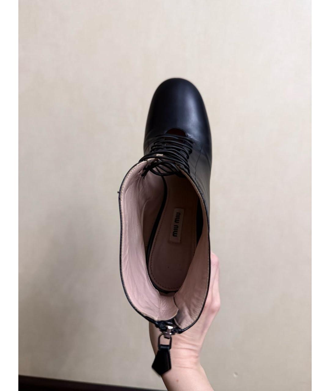 MIU MIU Черные кожаные ботильоны, фото 7