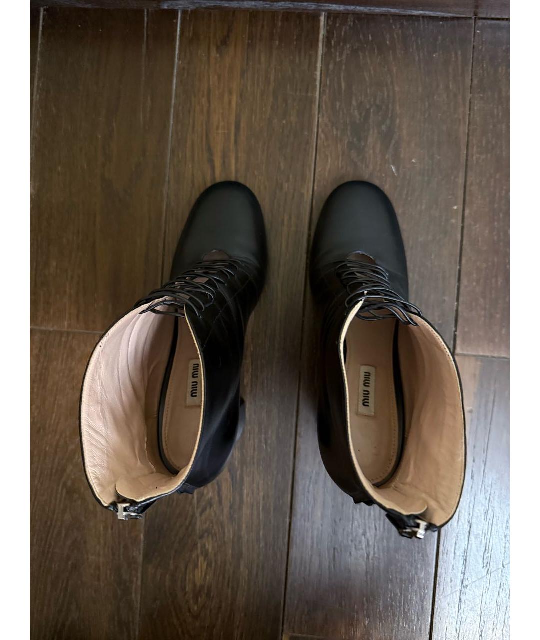 MIU MIU Черные кожаные ботильоны, фото 8