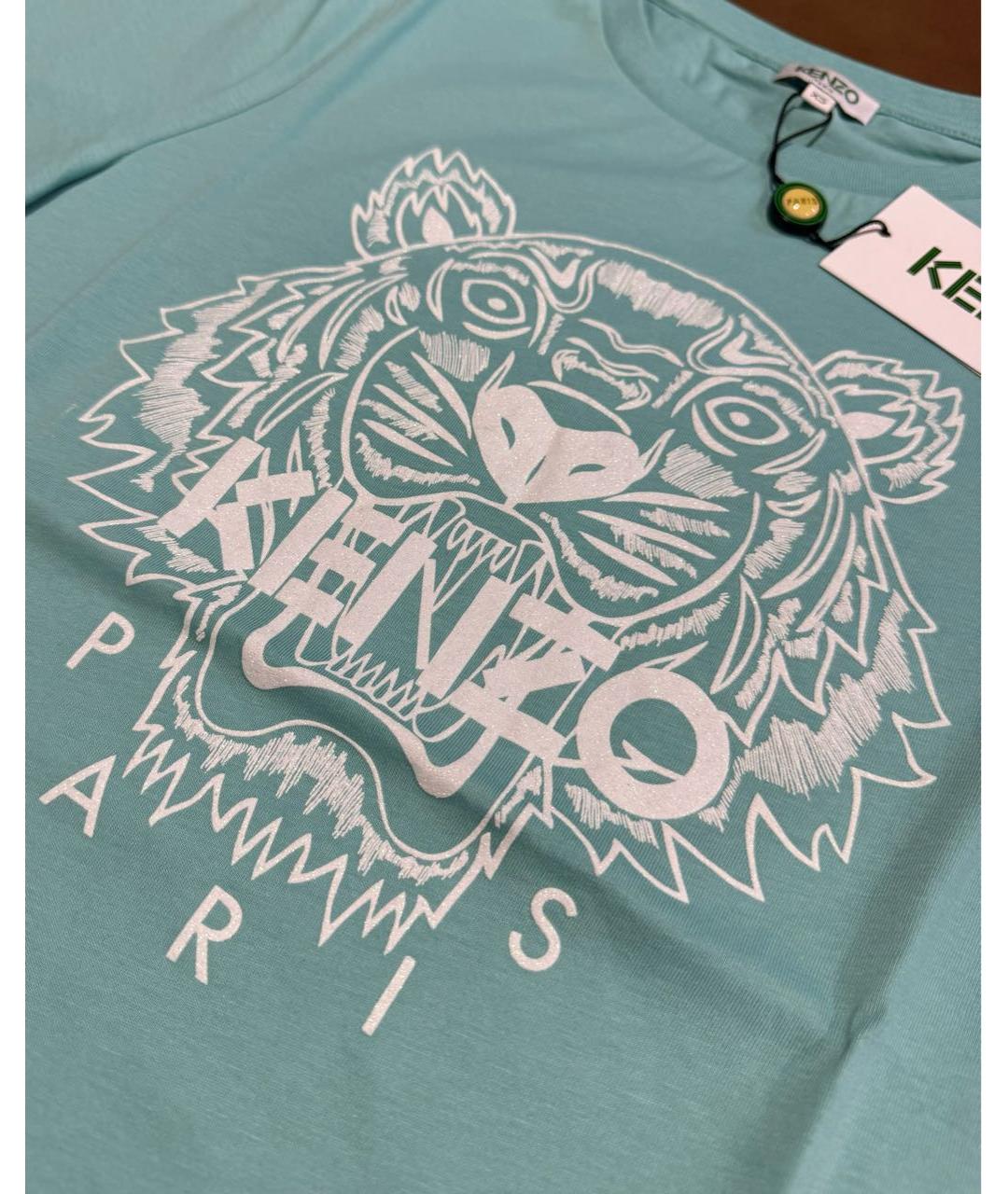 KENZO Бирюзовая хлопковая футболка, фото 7