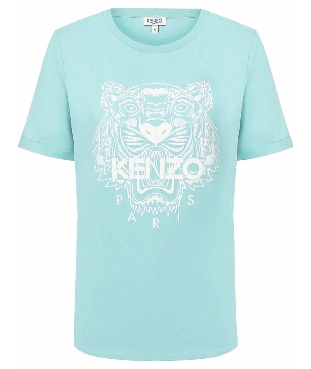 KENZO Бирюзовая хлопковая футболка, фото 1