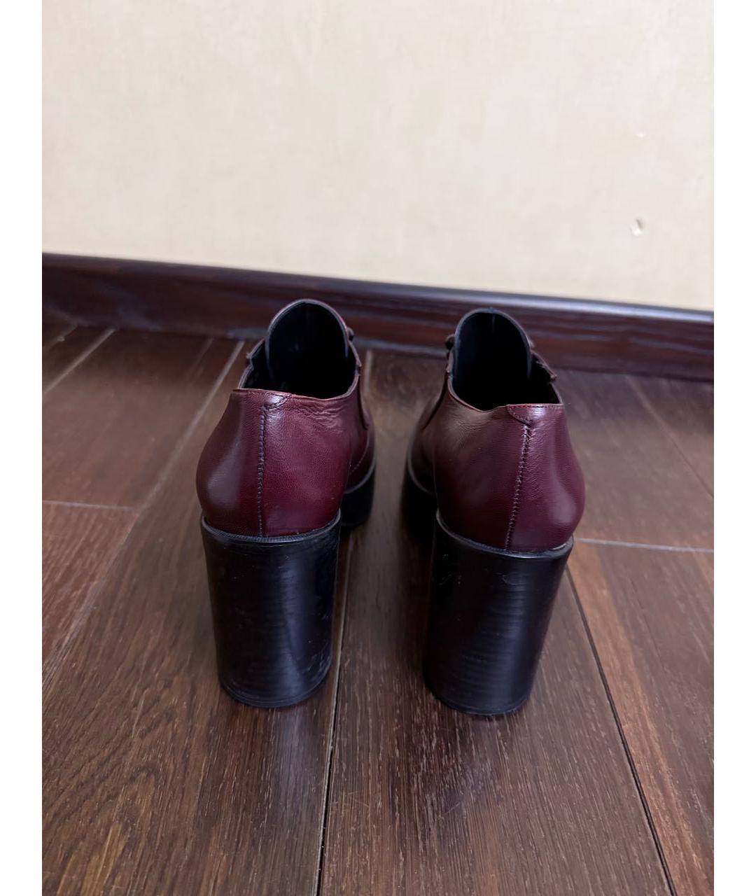 SONIA RYKIEL Бордовые кожаные ботильоны, фото 4