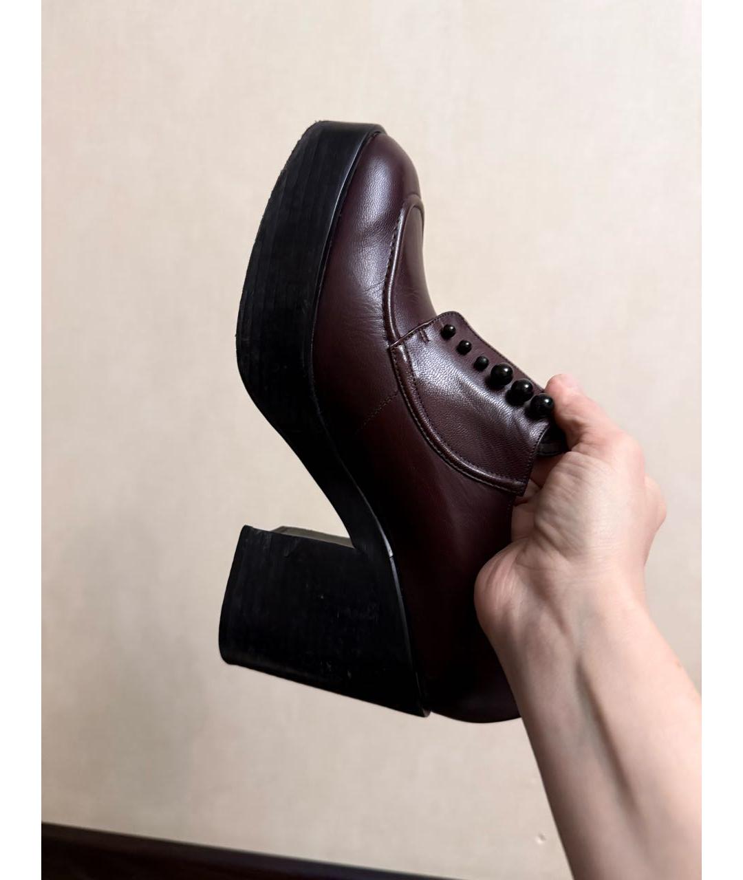 SONIA RYKIEL Бордовые кожаные ботильоны, фото 7