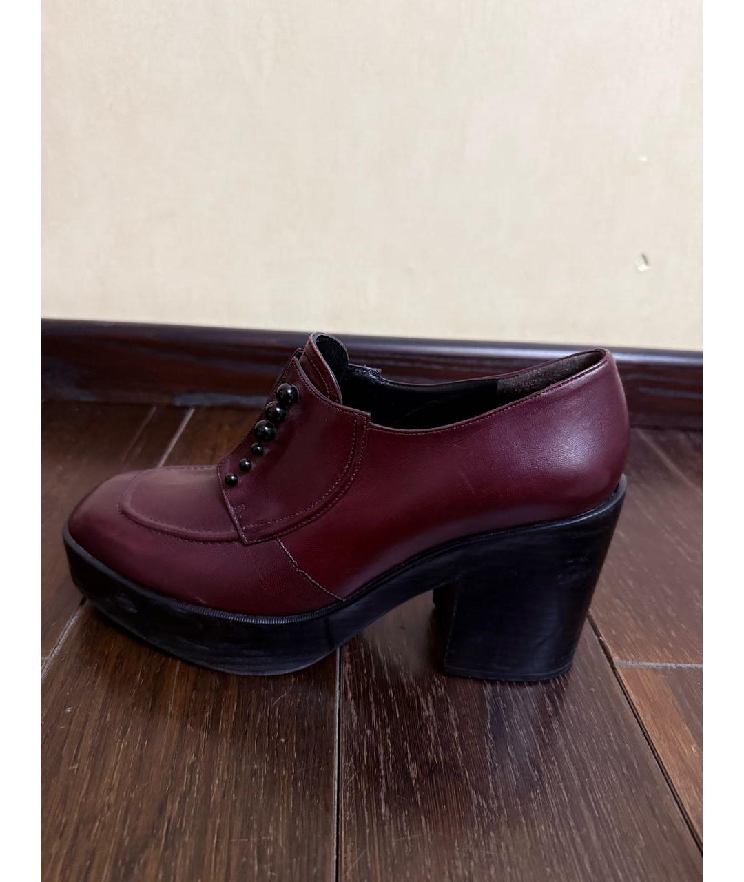 SONIA RYKIEL Бордовые кожаные ботильоны, фото 9