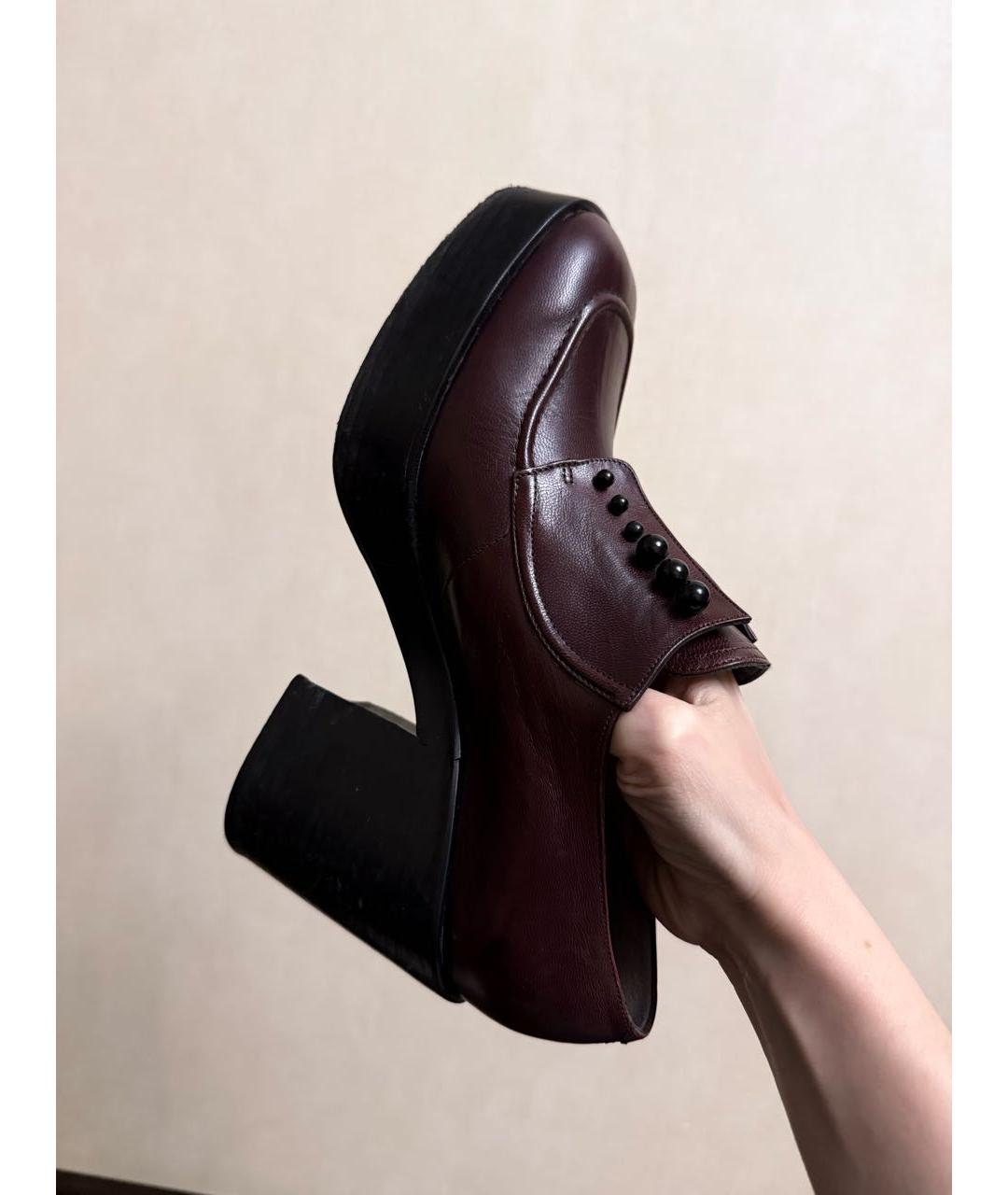 SONIA RYKIEL Бордовые кожаные ботильоны, фото 6
