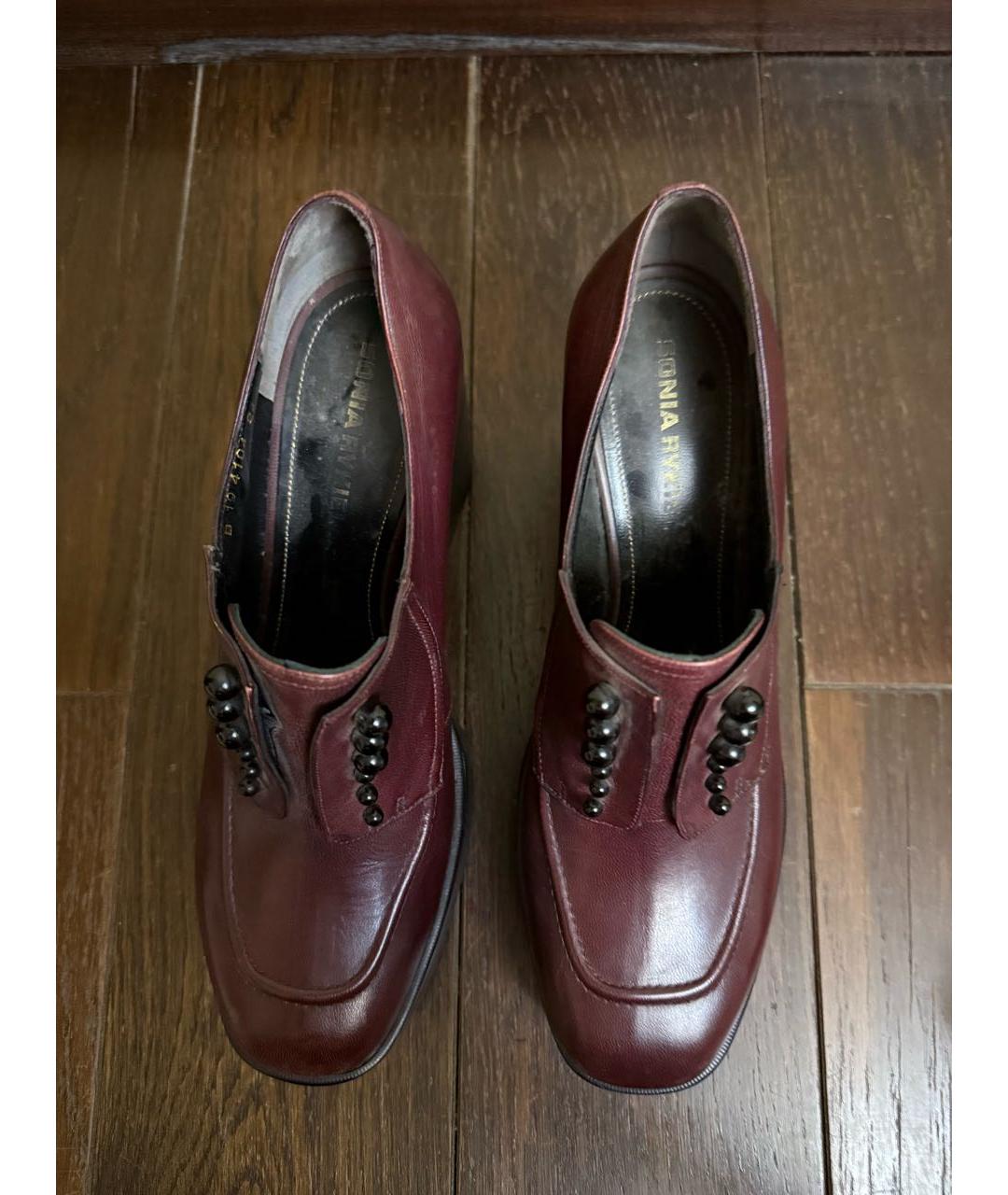 SONIA RYKIEL Бордовые кожаные ботильоны, фото 5