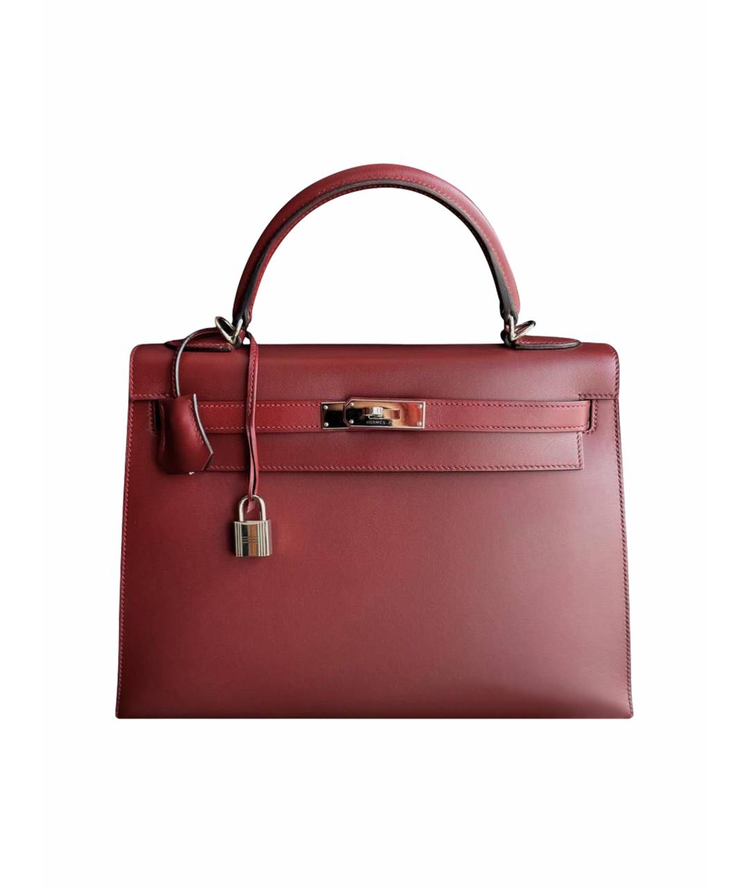 HERMES Бордовая кожаная сумка тоут, фото 1