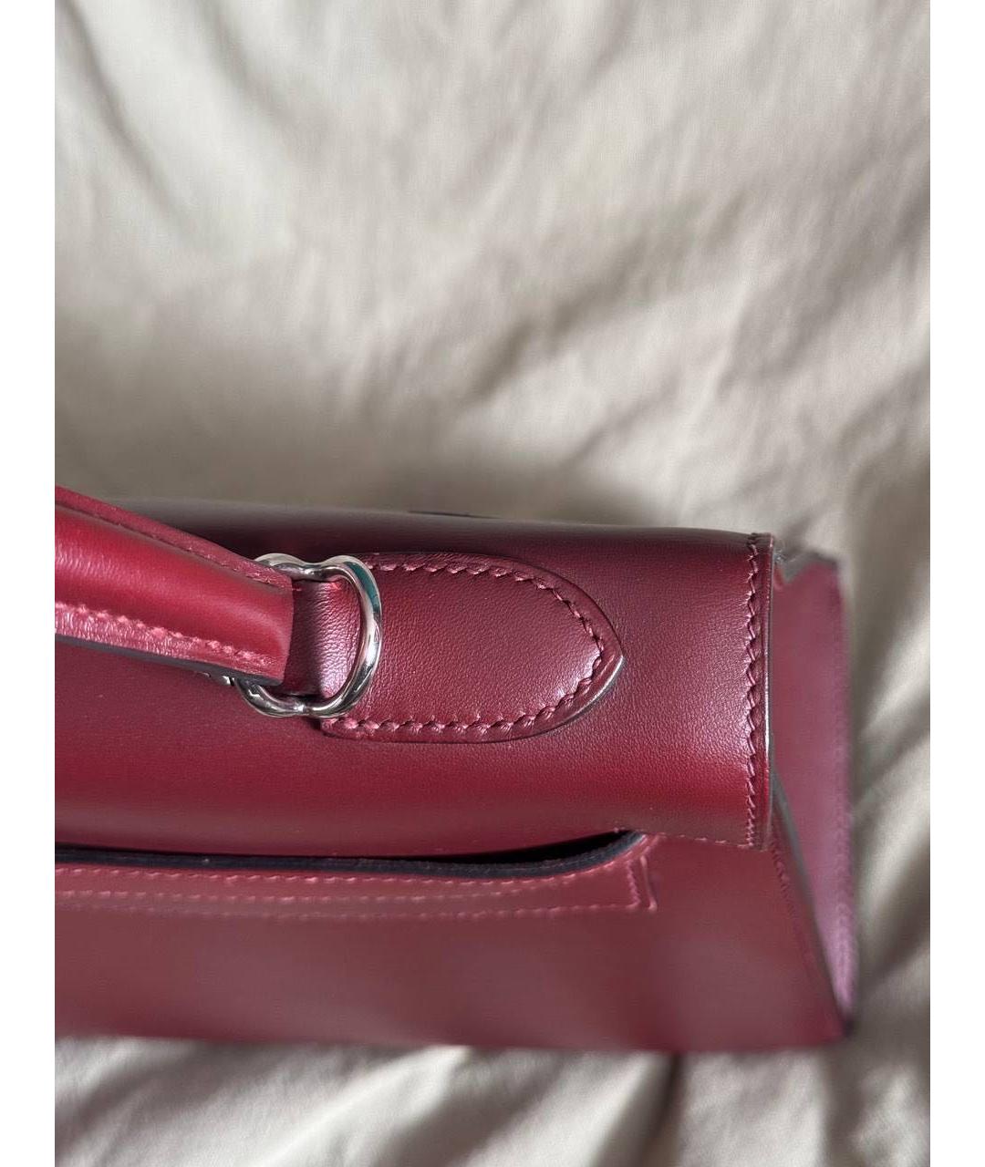 HERMES Бордовая кожаная сумка тоут, фото 6