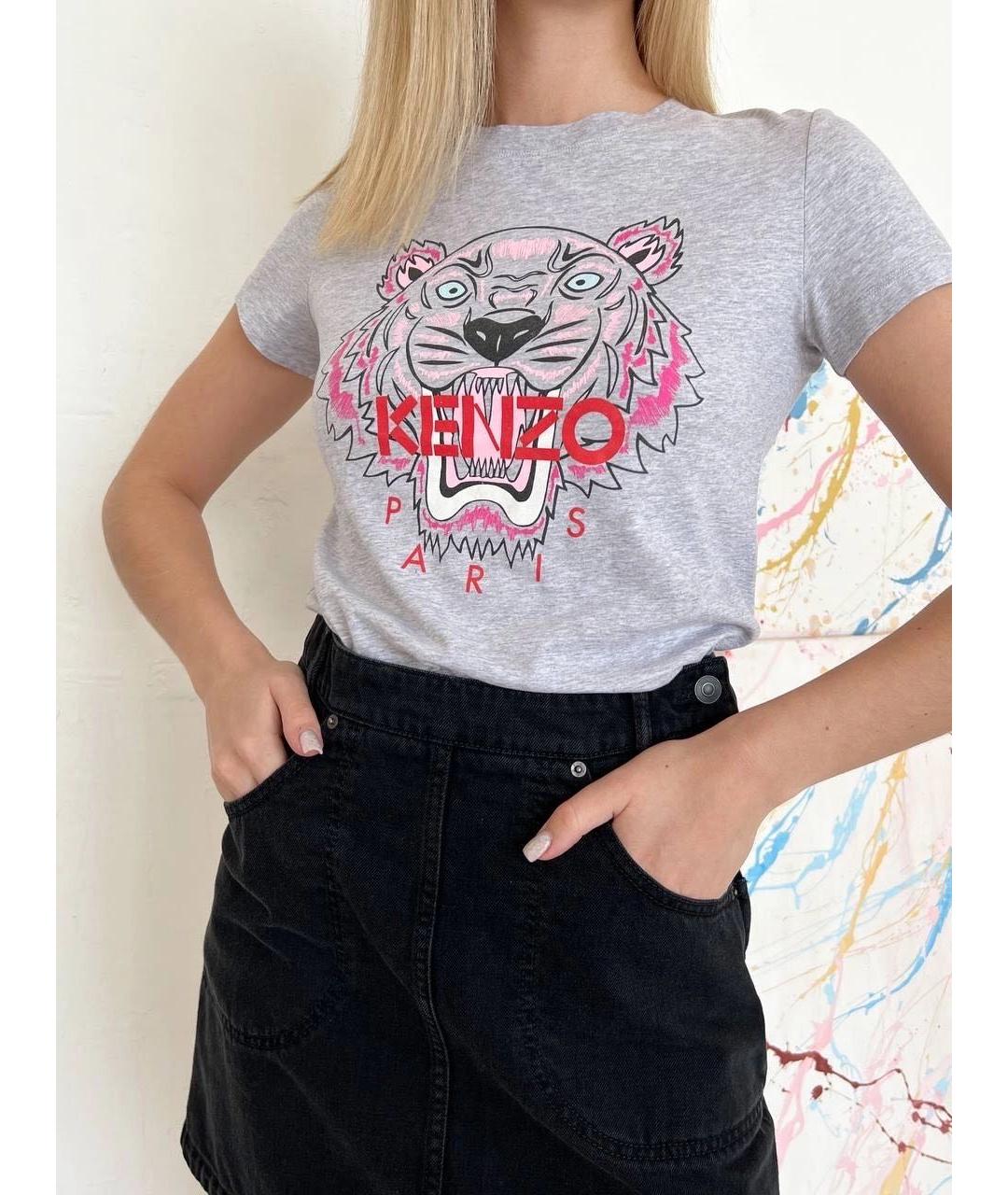 KENZO Серая хлопковая футболка, фото 4