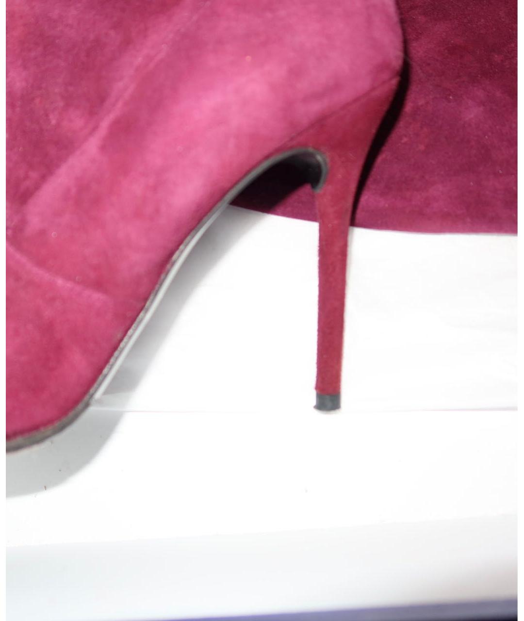 STUART WEITZMAN Бордовые замшевые ботфорты, фото 4