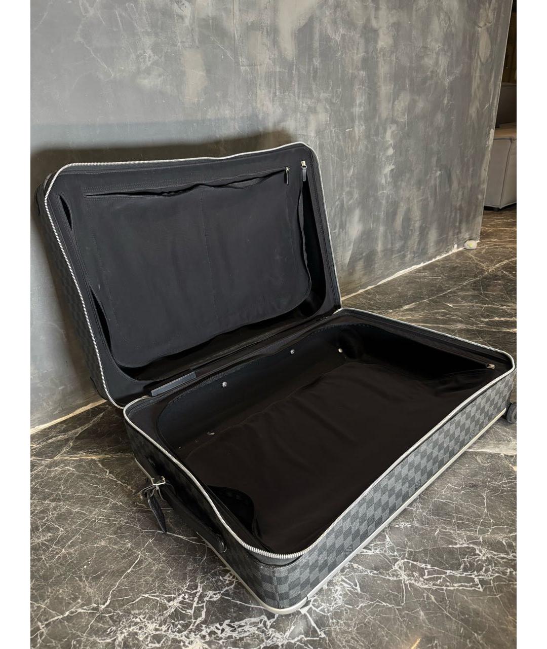 LOUIS VUITTON Коричневый кожаный чемодан, фото 4