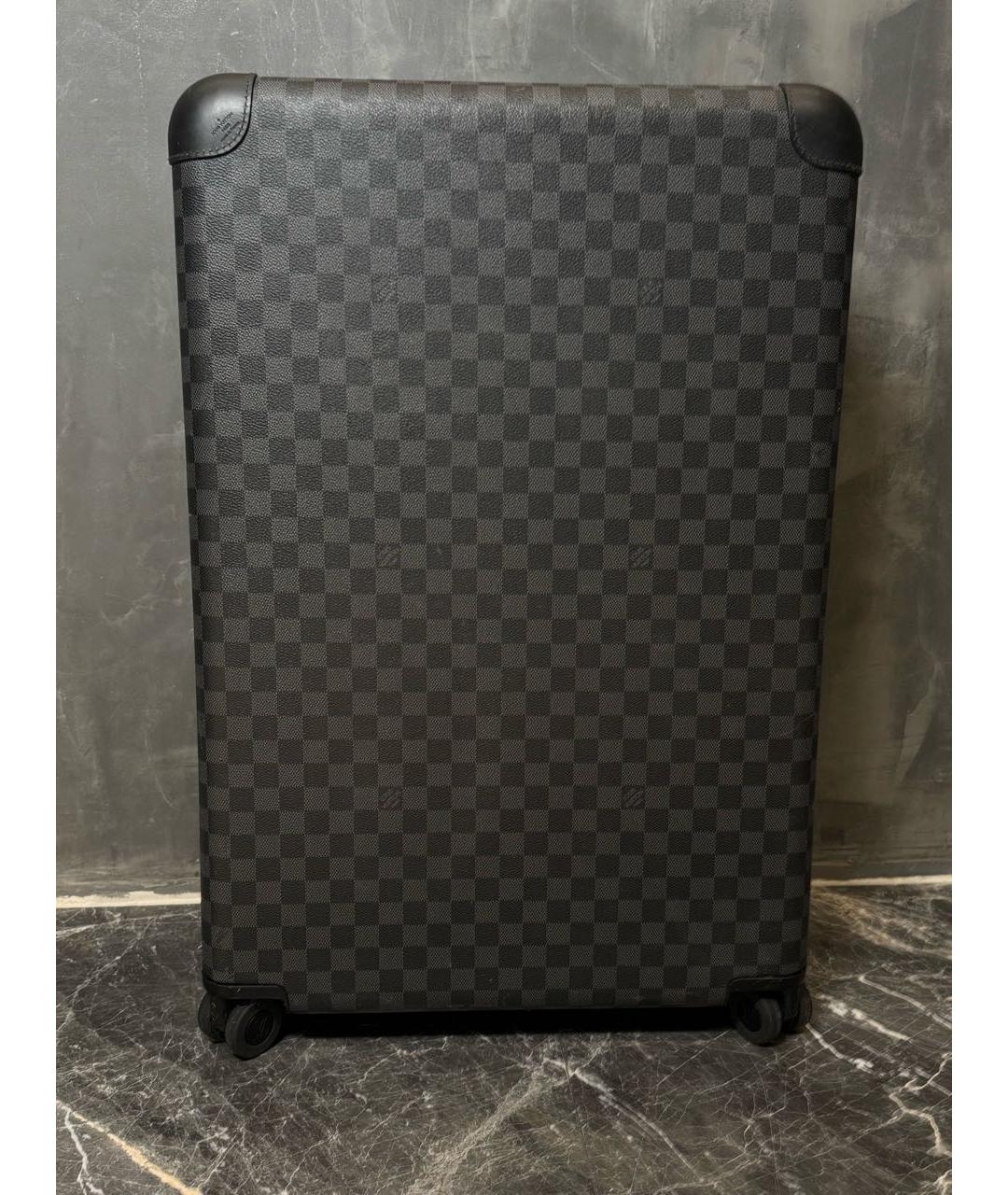 LOUIS VUITTON Коричневый кожаный чемодан, фото 9