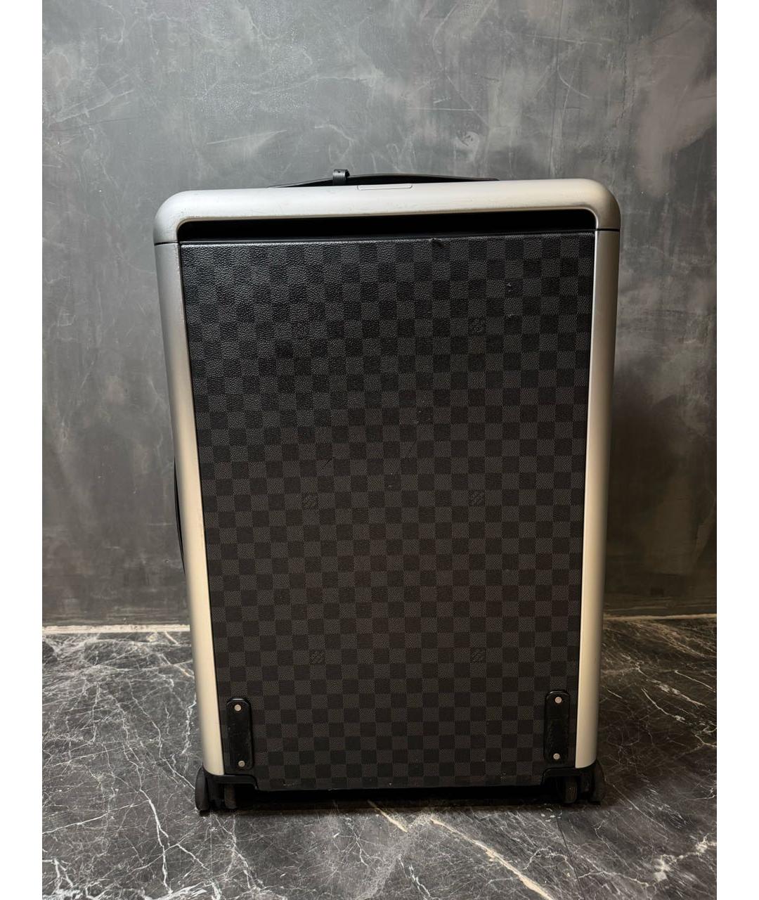 LOUIS VUITTON Коричневый кожаный чемодан, фото 7