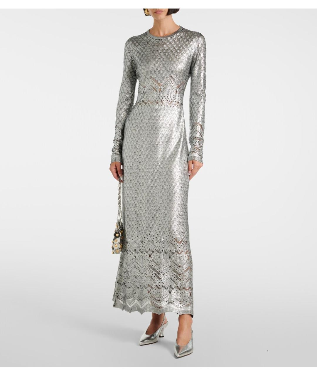 PACO RABANNE Серебряное коктейльное платье, фото 4