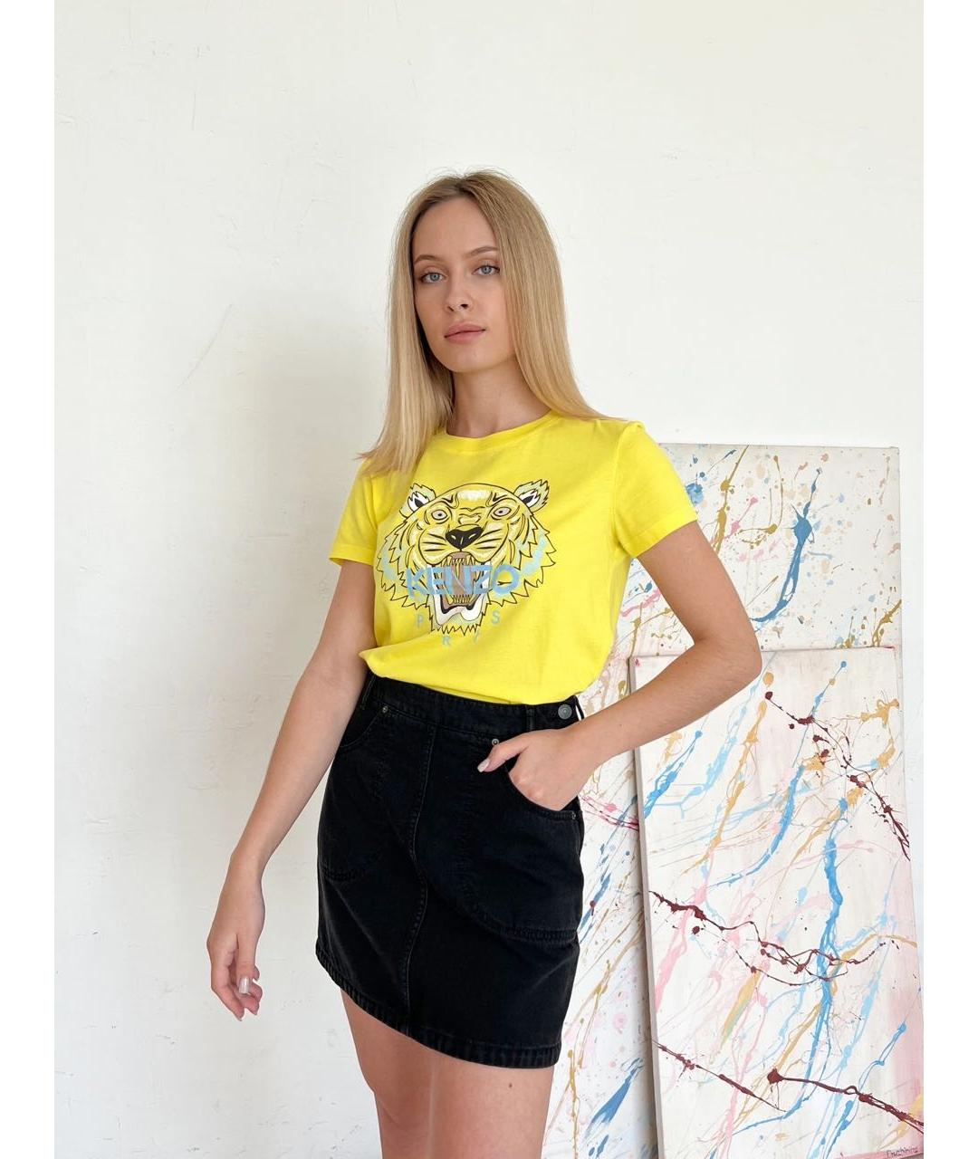 KENZO Желтая хлопковая футболка, фото 5