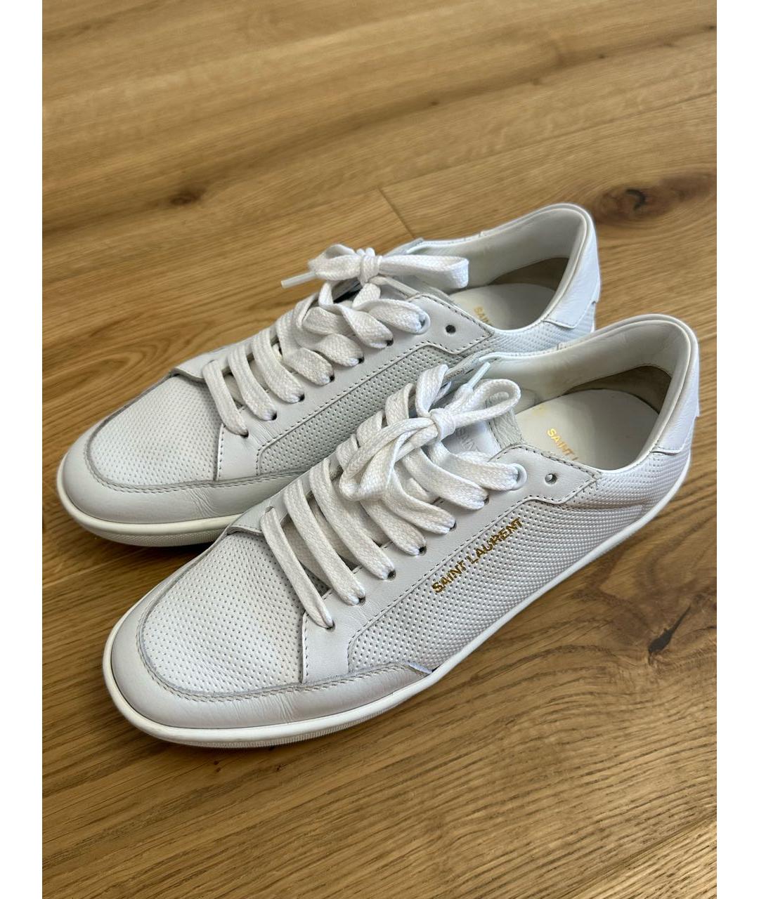 SAINT LAURENT Белые кожаные кроссовки, фото 3