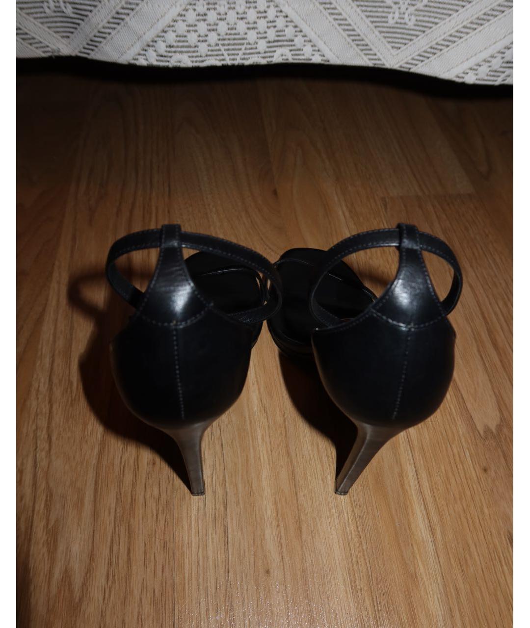 SAINT LAURENT Черные кожаные босоножки, фото 5